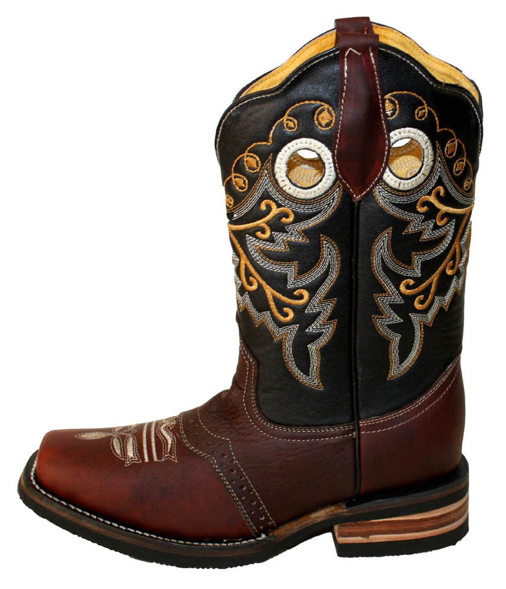 **Genuine Leather Cowboy Boots for Boys & Youth - Western Rodeo Square Toe Boots - Perfect for Rodeo, Horseback Riding & Country Style**