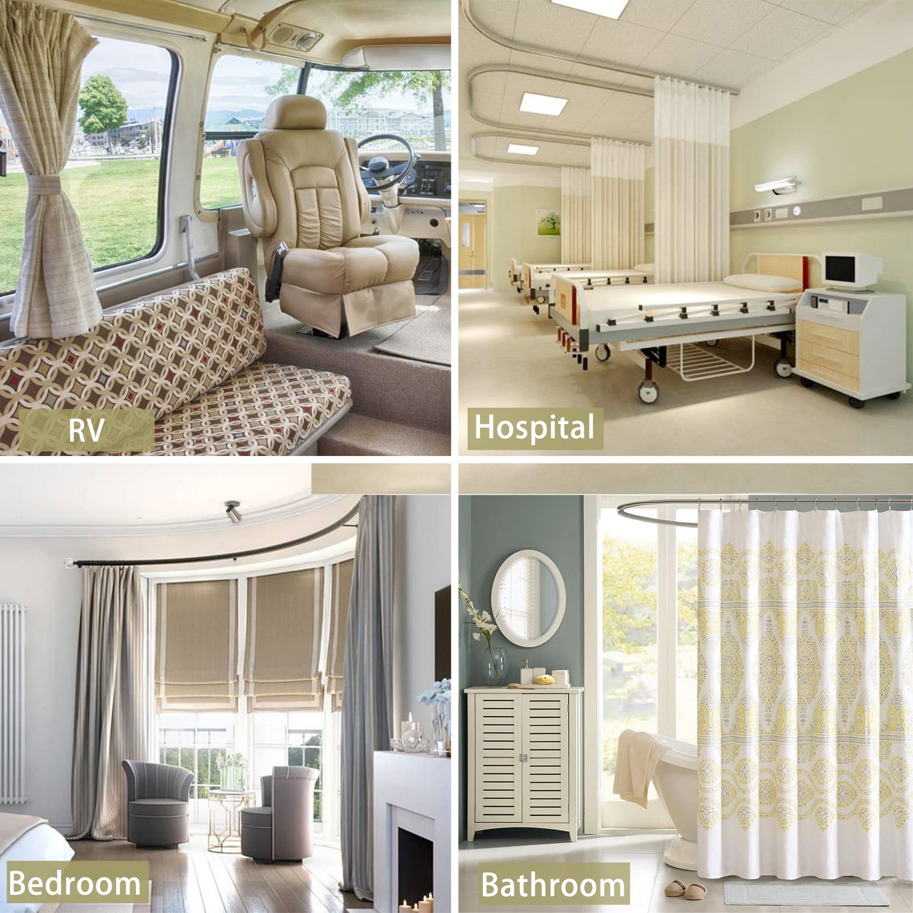 Premium Ceiling Curtain Track System - Flexible & Durable Design for Smooth Gliding - Perfect for Shower Enclosures, RV Room Dividers, Windows & Home Decor - Enhances Privacy & Modern Aesthetics in Bedrooms, Living Rooms & Commercial Spaces