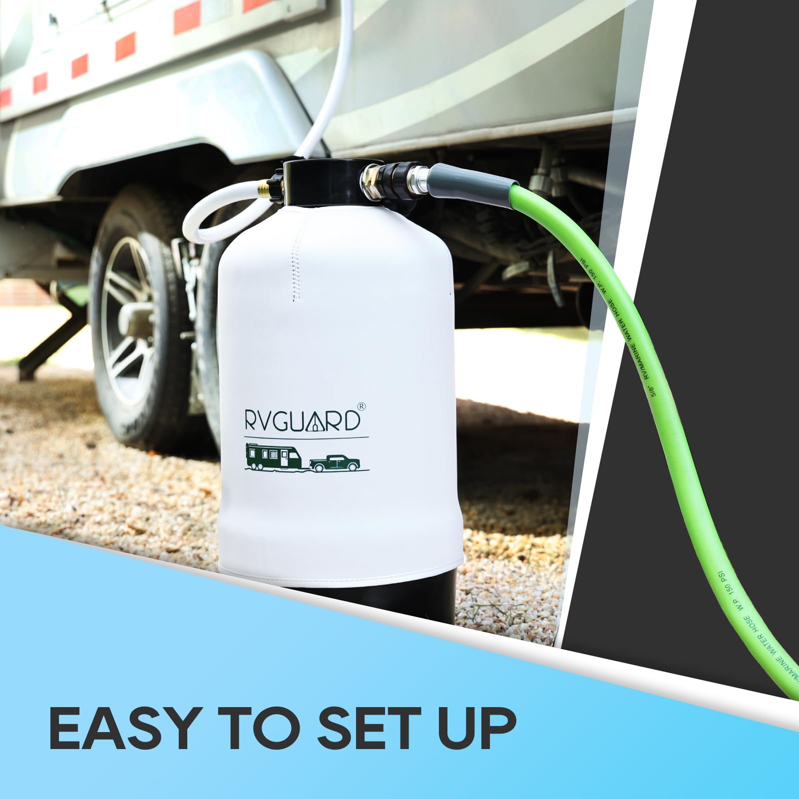 **RVGUARD 16,000 Grains Portable Water Softener for RV – Hard Water Treatment System Reduces Minerals & Improves Water Quality – Protects Plumbing & Appliances from Scale Damage – Ideal for Camping, Boating & Off-Grid Living**