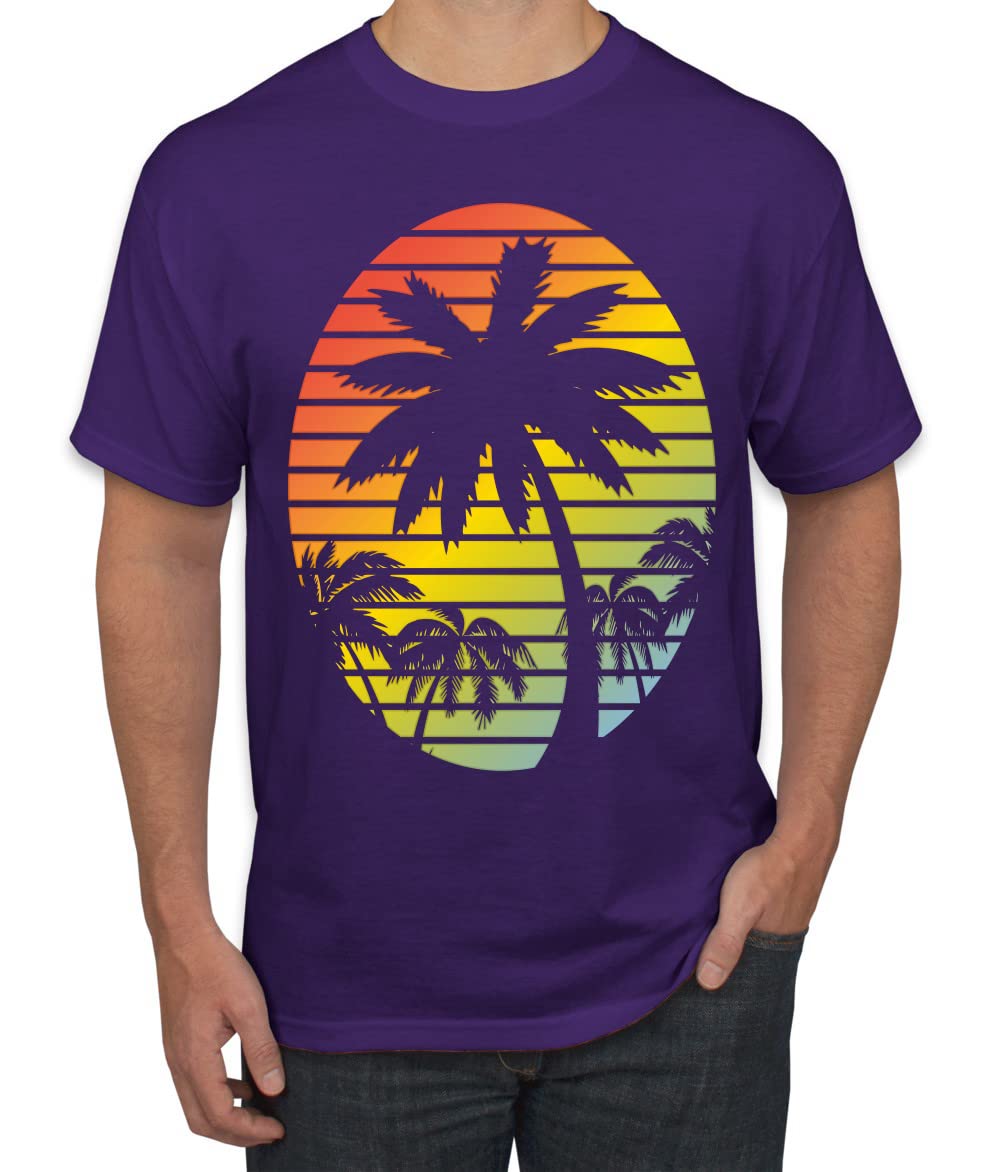 Tropical Palm Trees Sunset Graphic T-Shirt for Men - Cool Beach Style Casual Tee | Perfect for Summer Vacations, Beach Parties & Tropical Getaways