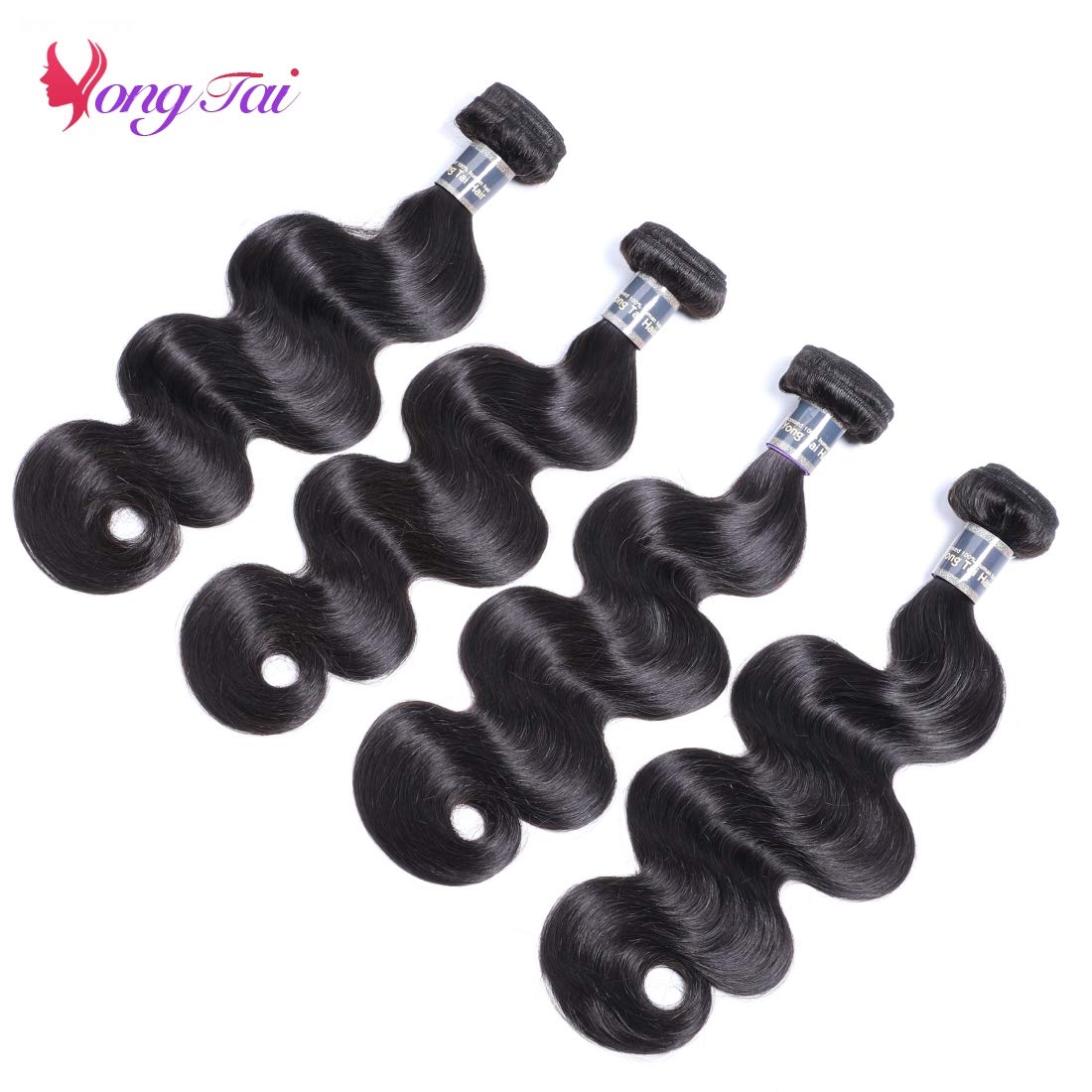 4 Bundles Brazilian Body Wave Human Hair Extensions 14 16 18 20 Inches - 9A Virgin Unprocessed 100% Human Hair Weave Bundles (1B Natural Black) for Styling, Volume & Length - Perfect for Daily Wear, Parties & Special Occasions