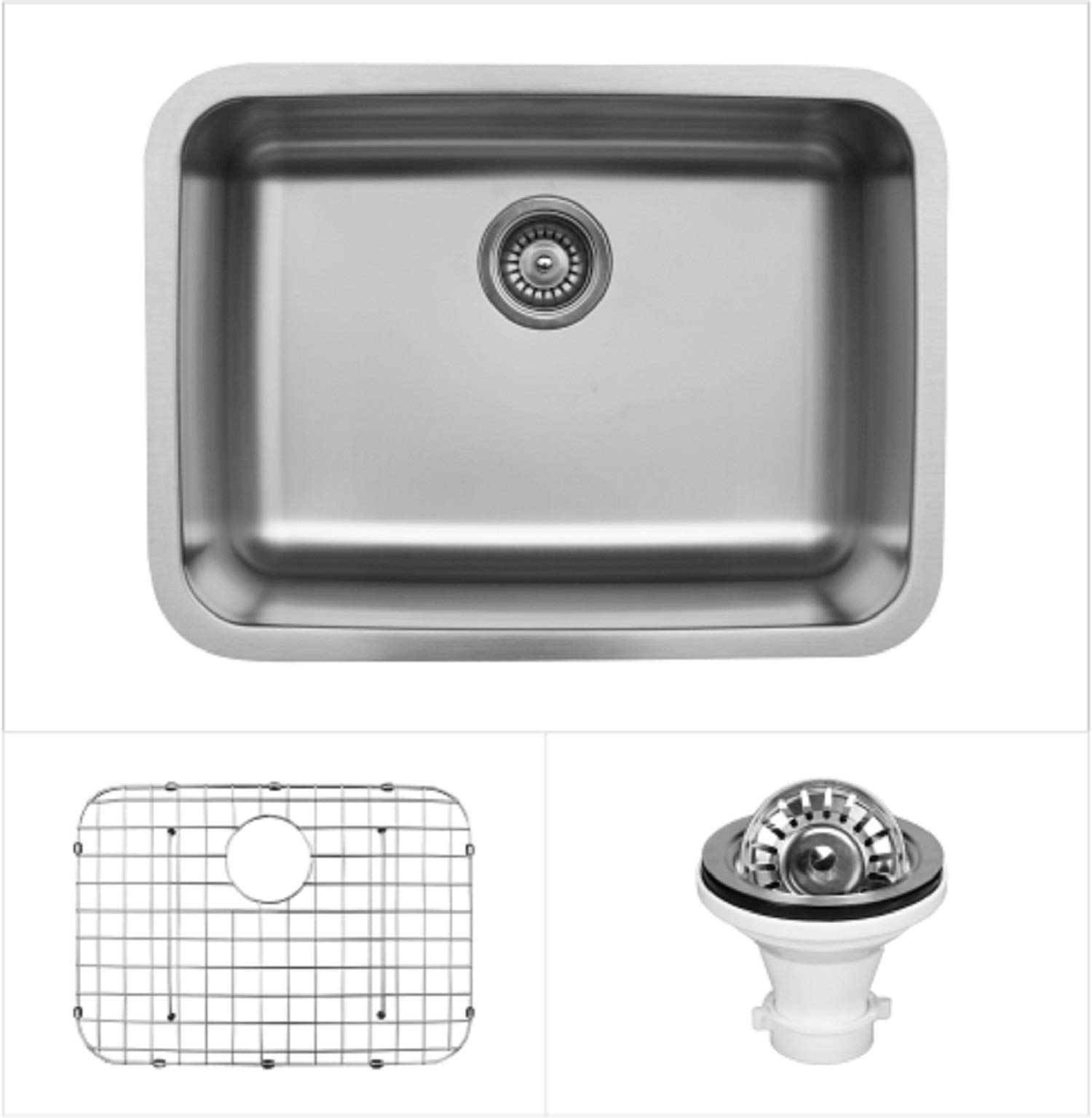 Karran 24-Inch Undermount Stainless Steel Single Bowl Kitchen Sink Kit - Durable & Rust-Resistant for Modern Home Cooking, Dishwashing & Food Prep