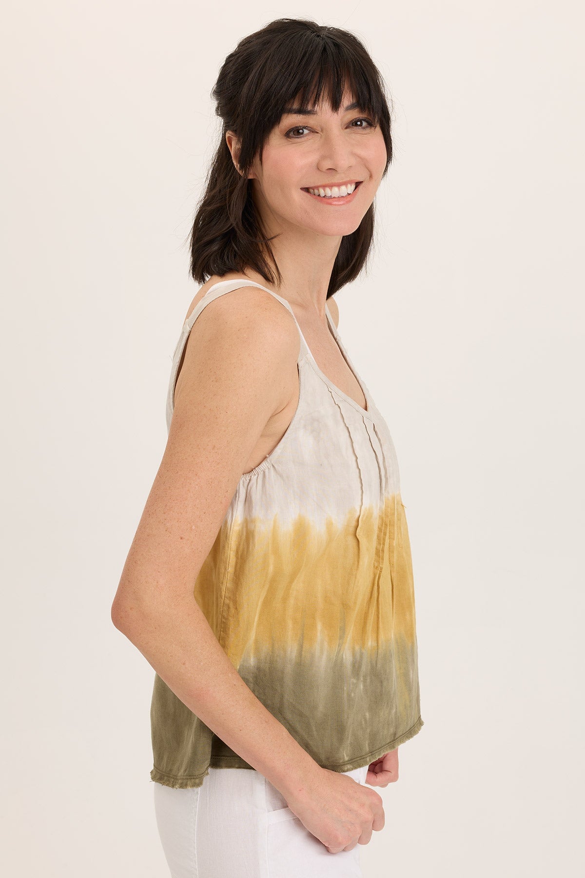 Shawnie Linen Billowy Pintuck Tank Top - Women's Loose Fit Casual Blouse for Summer | Perfect for Beach, Vacation & Everyday Wear