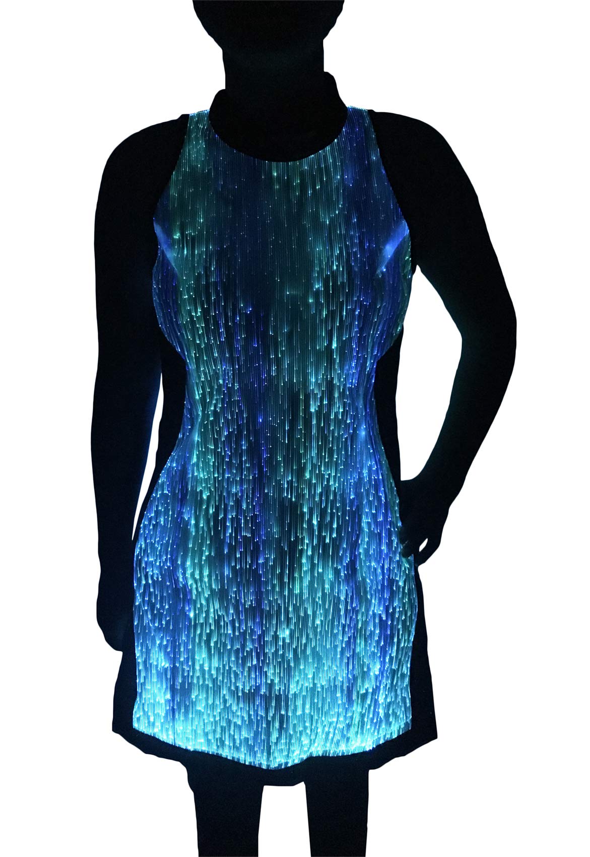 Elegant LED RGB Glow in The Dark Party Dress - Wireless App Controlled, Adjustable Colors & Brightness (XS, White) | Perfect for Birthday Celebrations, Evening Parties, Raves & Special Events