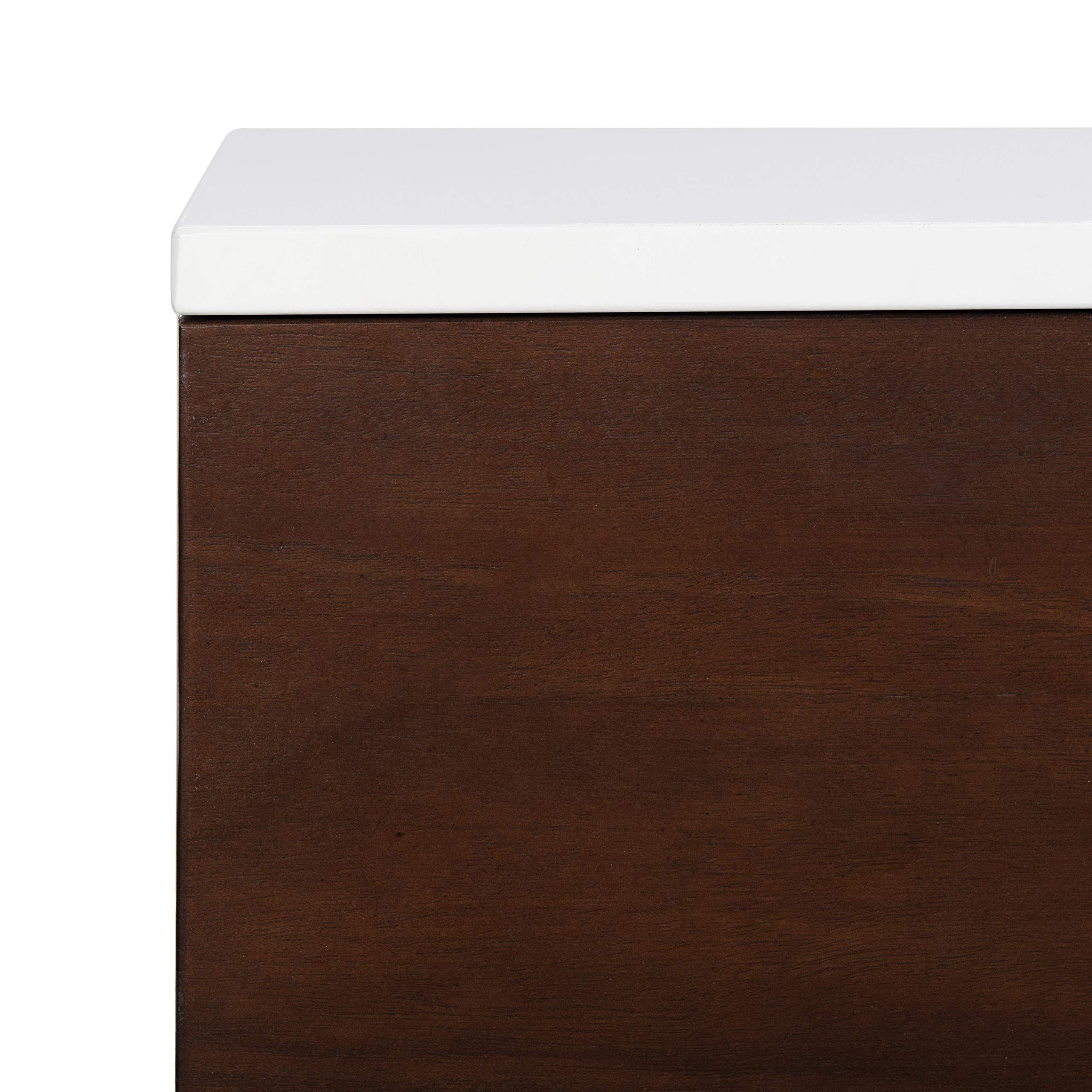 Safavieh Genevieve Mid-Century Modern TV Stand - Walnut & White Storage Media Console for Living Room, Bedroom, Home Theater