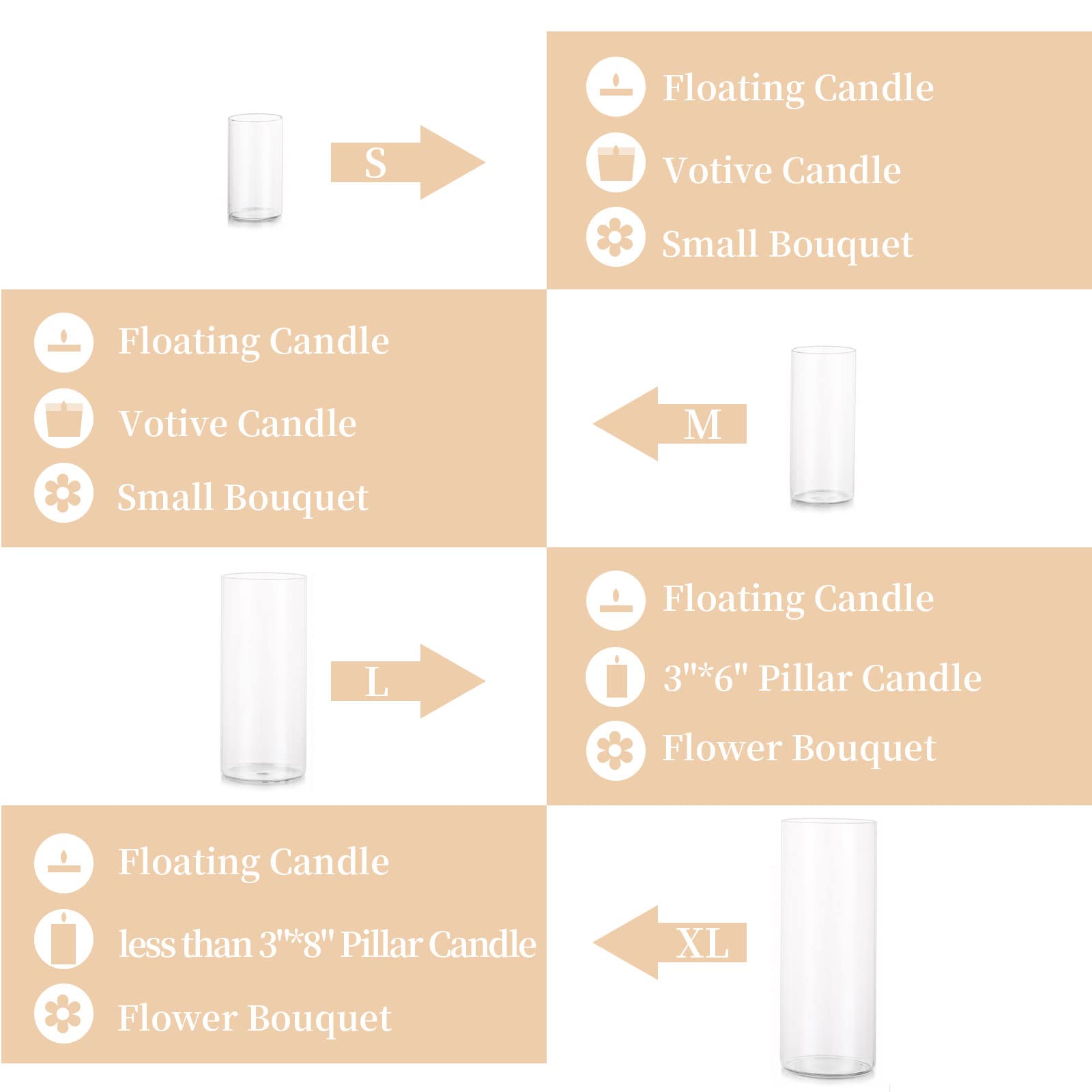 Glasseam Hurricane Glass Candle Holders - Set of 30 Clear Cylinder Vases for Weddings, Parties & Christmas Decor | Bulk Pillar Candle Holders for Table Centerpieces, Home Decor & Holiday Displays