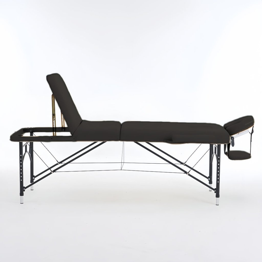 Greenlife Master 3-Section 5 Aluminum Portable Massage Table - Lightweight & Durable for Professional Therapists - Black/Cream (MTA132) - Perfect for Home Spa, Chiropractic Clinics & Mobile Massage Services
