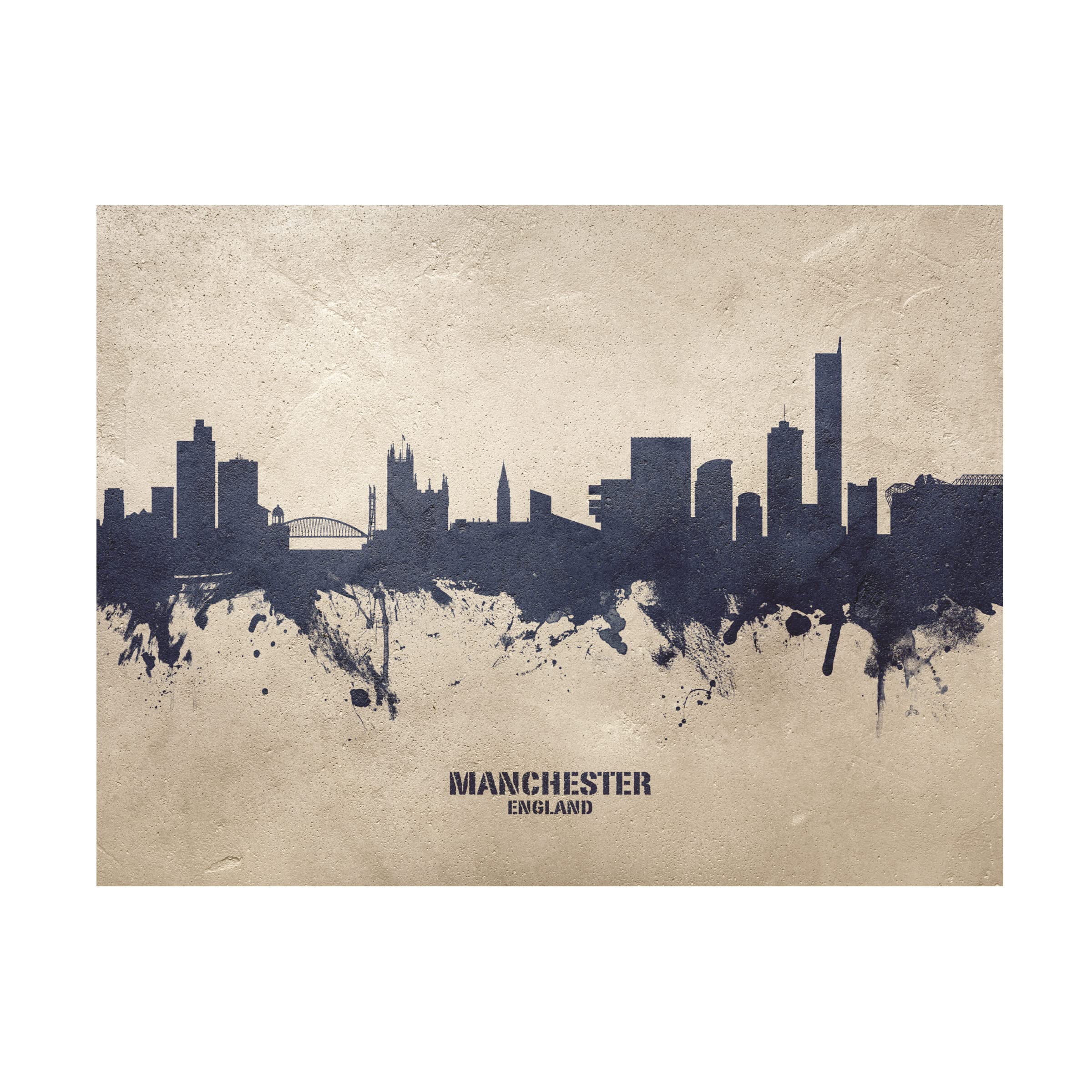 Michael Tompsett Manchester England Skyline Concrete Canvas Art Print - Modern Cityscape Wall Decor for Living Room, Office & Bedroom