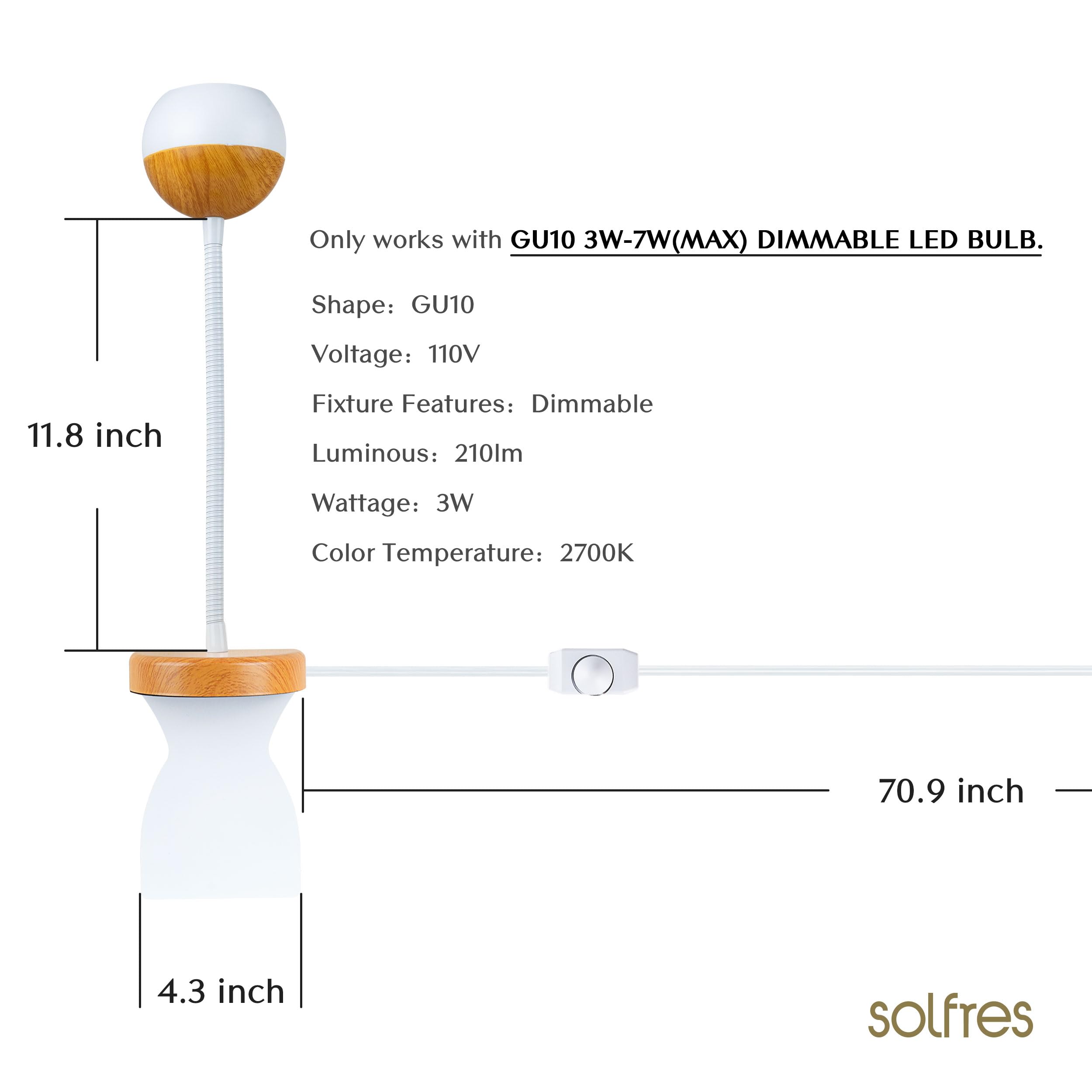 Solfres No Drill Bed Headboard Reading Light - Dimmable LED Book Lamp with Flexible Arm & Bulb for Bedtime Reading | Perfect for Bedrooms, Dorms & Nighttime Reading Comfort