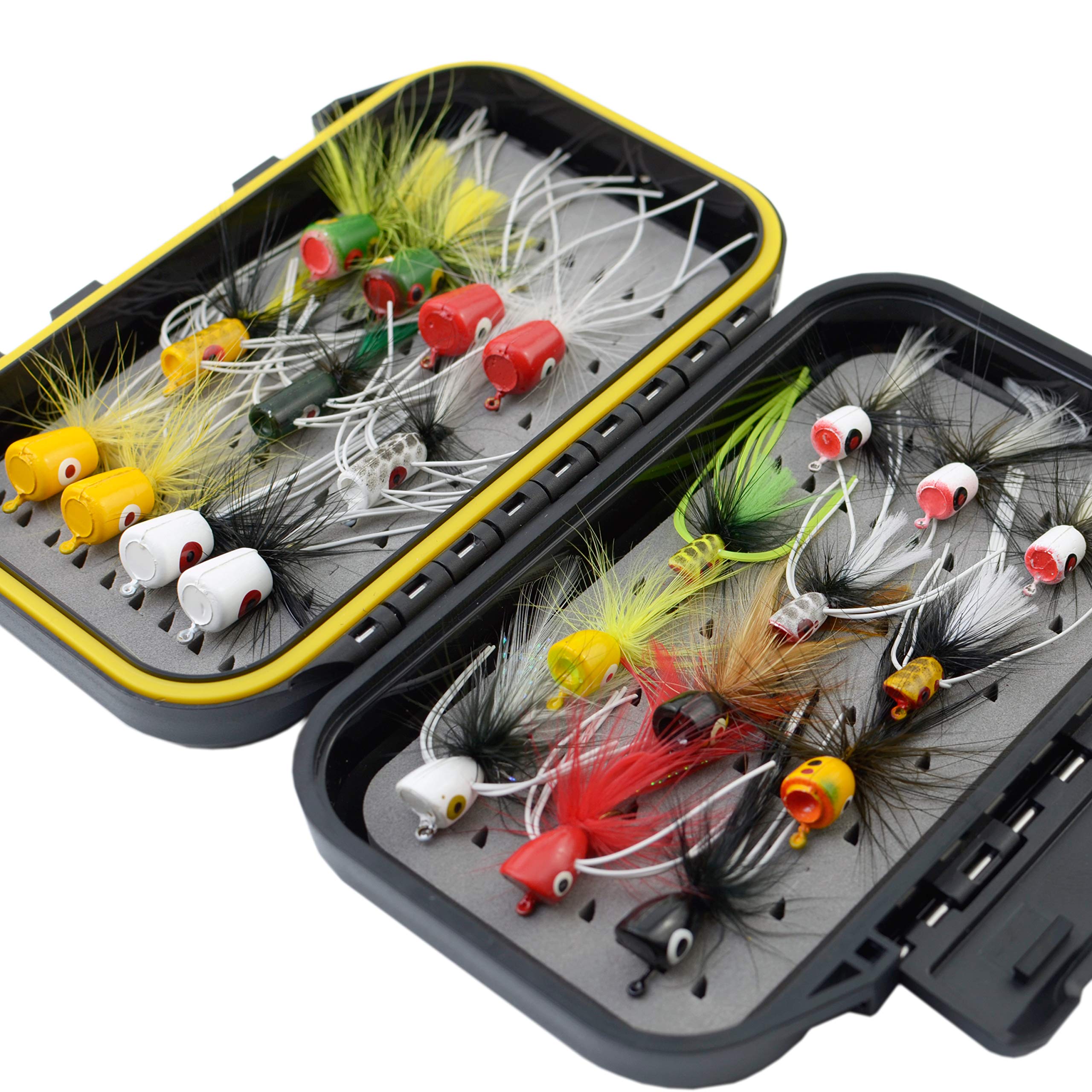 Premium Fly Fishing Flies Kit - 24 Assorted Nymphs, Dry Flies, Wet Flies & Streamers in Durable Fly Box - Realistic Hand-Tied Trout Bass Flies for Freshwater Fishing - Perfect for Beginners & Experts
