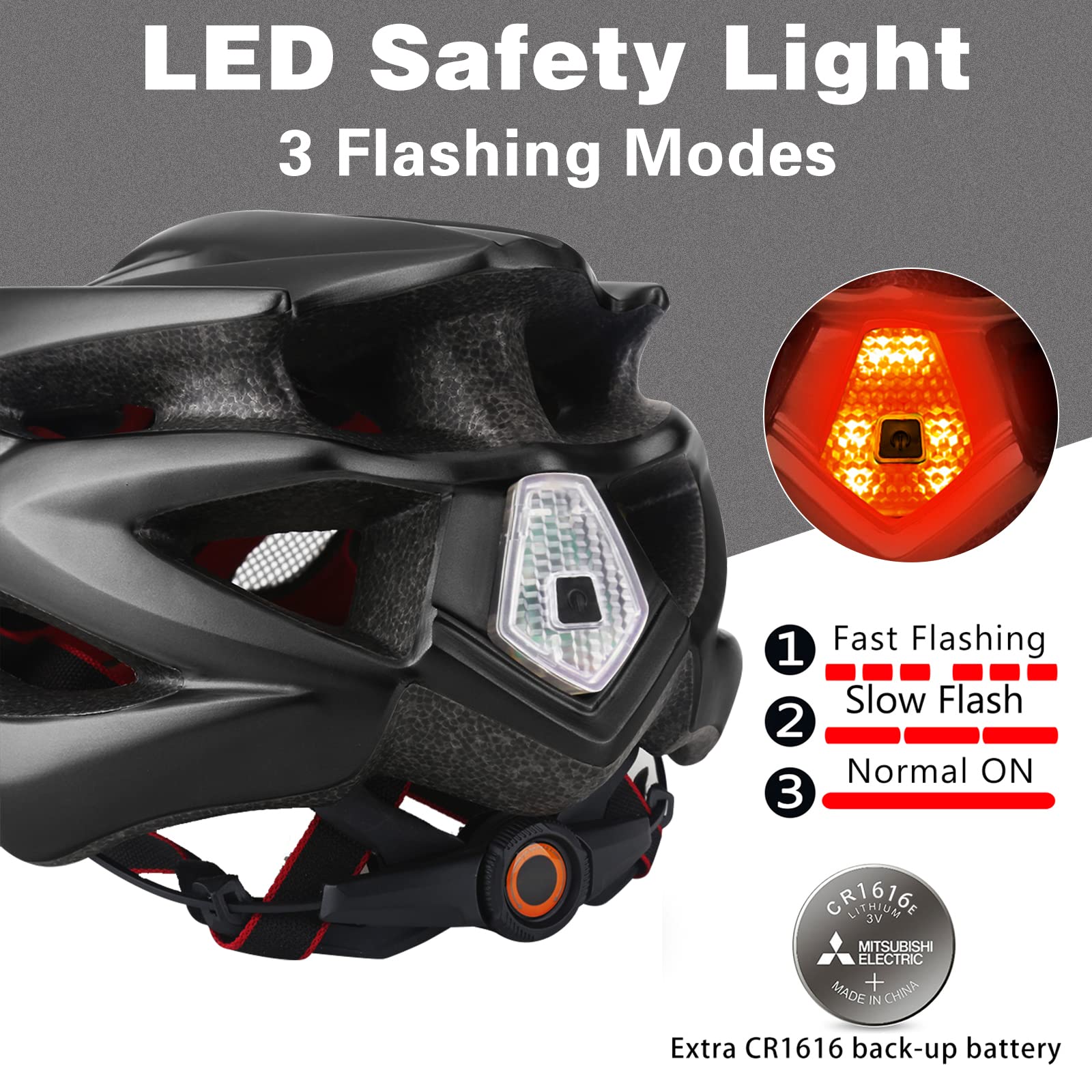 **Shinmax Adjustable Bike Helmet for Men & Women - Lightweight Mountain & Road Cycling Helmet with Rear Light & Detachable Visor - CPSC Certified for Adults & Youth - Perfect for Commuting, Trail Riding & Urban Cycling**