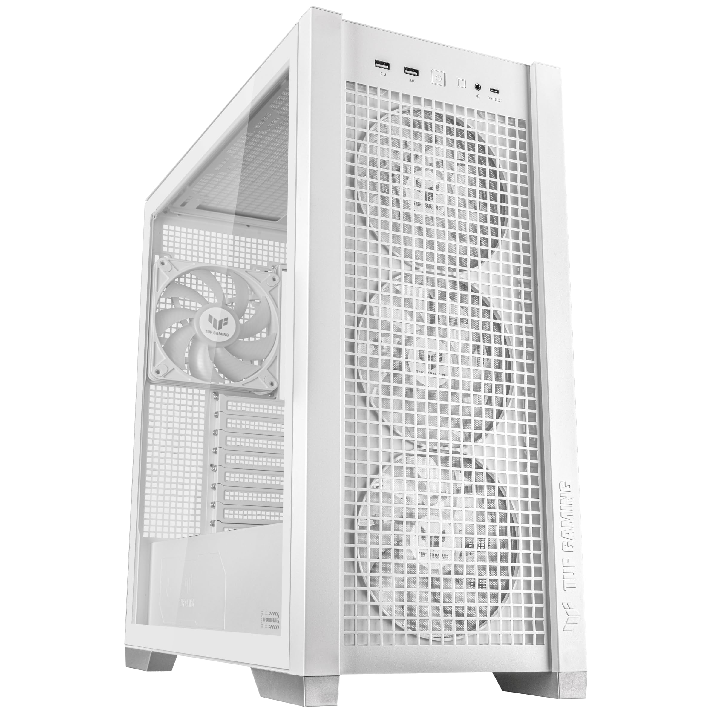 ASUS TUF Gaming GT302 ARGB White Edition ATX Mid-Tower PC Case - 4x 140mm ARGB Fans for Optimal Airflow & Cooling, Interchangeable & Detachable Panels, Hidden-Connector MB Support - Perfect for Gaming Rigs & High-Performance PC Builds