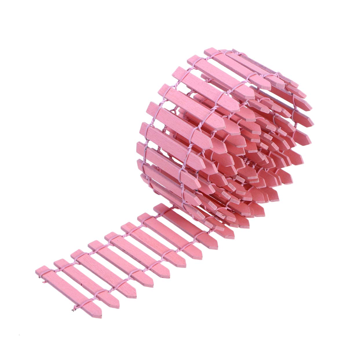 GANAZONO Mini Wood Fence for Fairy Gardens - 100cm x 5cm Pink Small Plant Pot Fence Decor, Bonsai & Terrarium Accessories, DIY Mini House & Wedding Ornament - Perfect for Fairy Garden Displays, Indoor Plant Decor, and Wedding Centerpieces