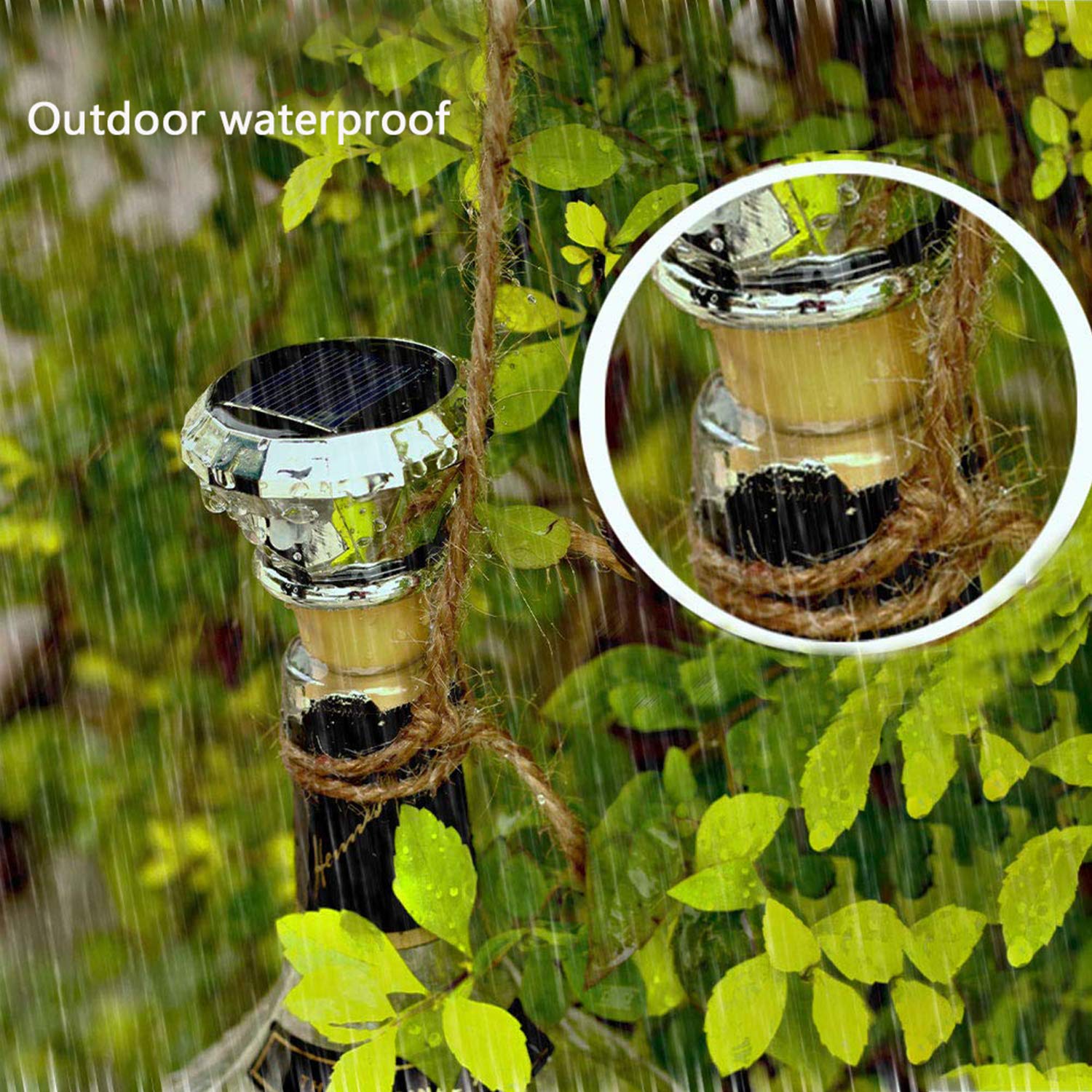Solar Diamond Wine Bottle Lights - 8 Pack 20 LED Fairy Lights for Wedding Party Decor, Outdoor Waterproof - Perfect for Garden & Home Decor