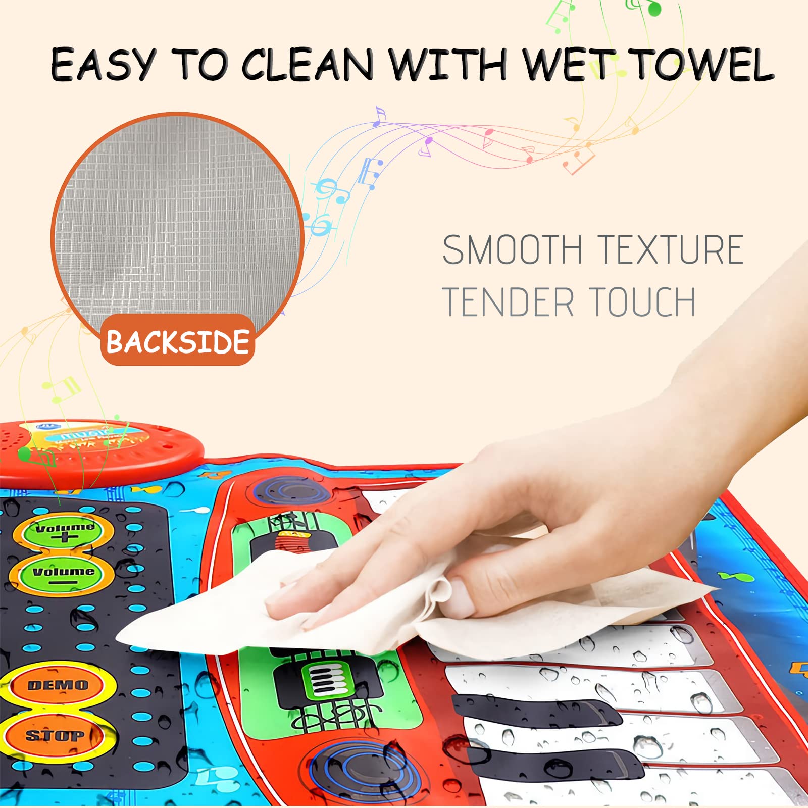 2-in-1 Musical Playmat for Kids - Portable Piano & Drum Touch Keyboard with 4 Instrument Sounds | Interactive Floor Mat Toy for Toddlers & Children (27.5