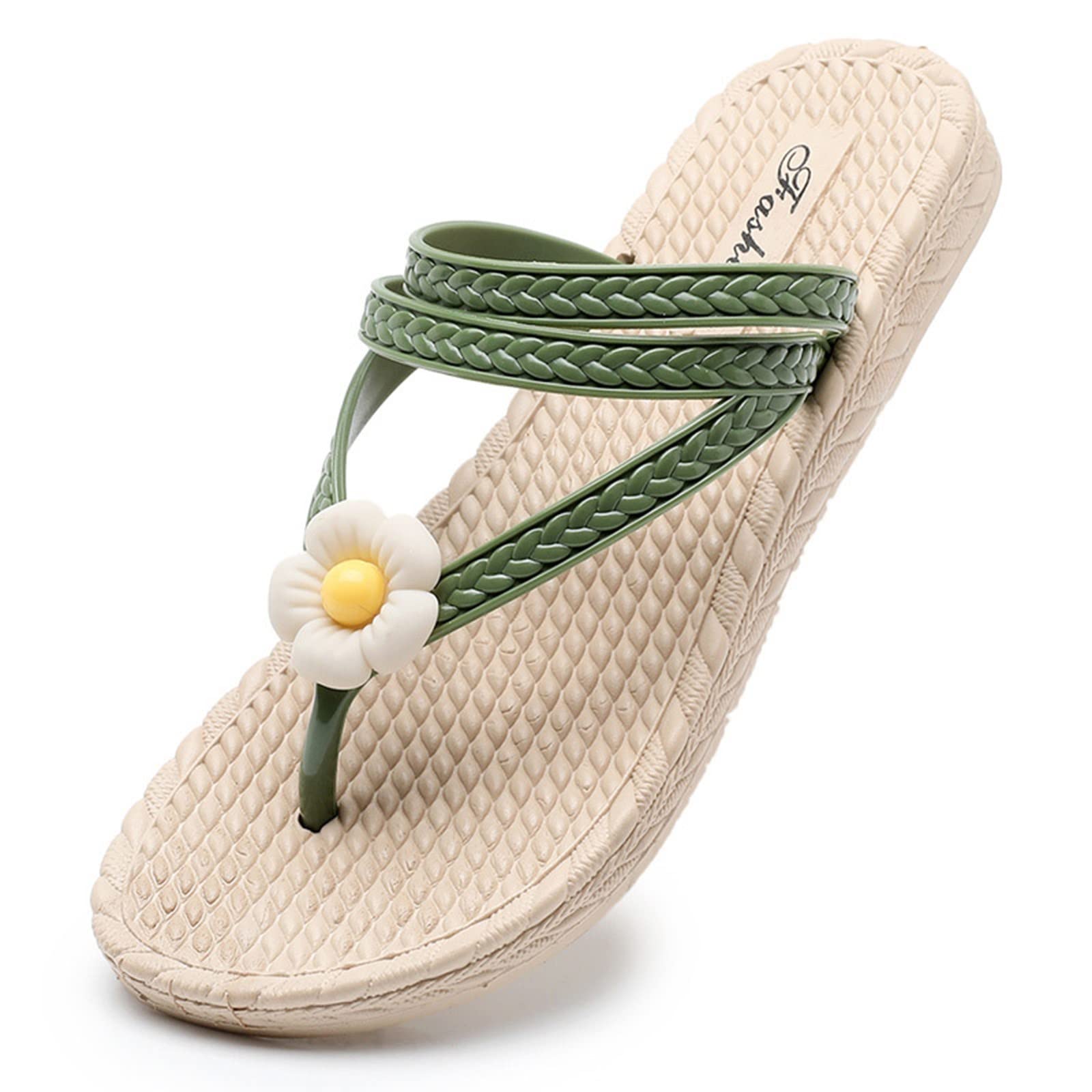 WILLBEST Women's Leather Fashion Sandals with Orthopedic Support - Comfortable Beach Flip Flops & Pool Slides for Summer - Casual Flat Dressy Platform Sandals for Women | Perfect for Vacation, Travel, and Everyday Wear