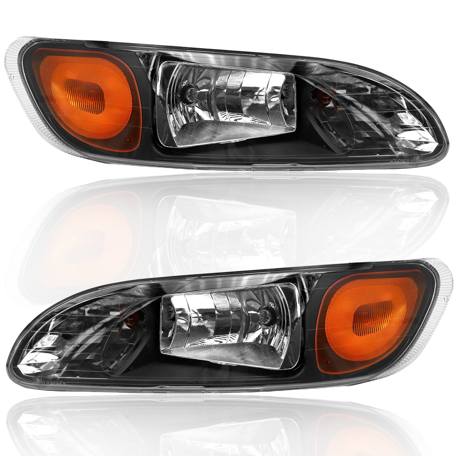 Black Headlight Assembly Pair for 2005-2015 Peterbilt 325 330 335 337 340 348 382 384 386 387 Trucks - Left Driver & Right Passenger Side Replacement - Perfect for Night Driving and Enhanced Road Safety