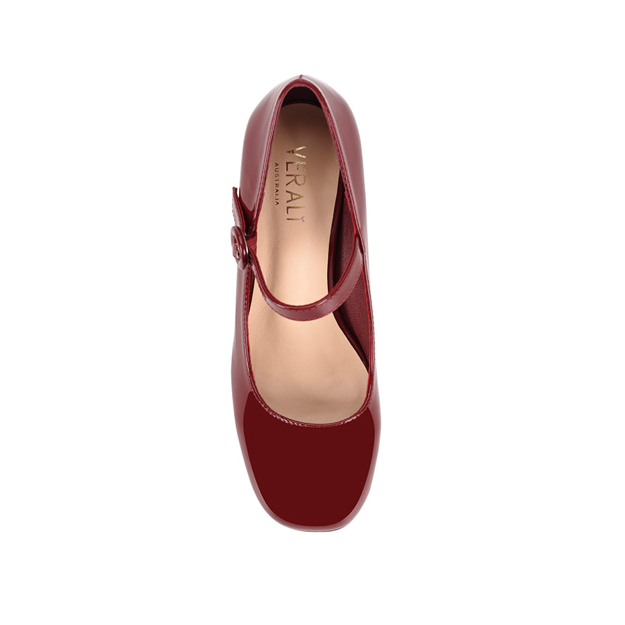Hennessy Mary Jane Platform Shoes - Women's High Heel Pumps with Wine Patent Leather for Party, Wedding & Evening Wear