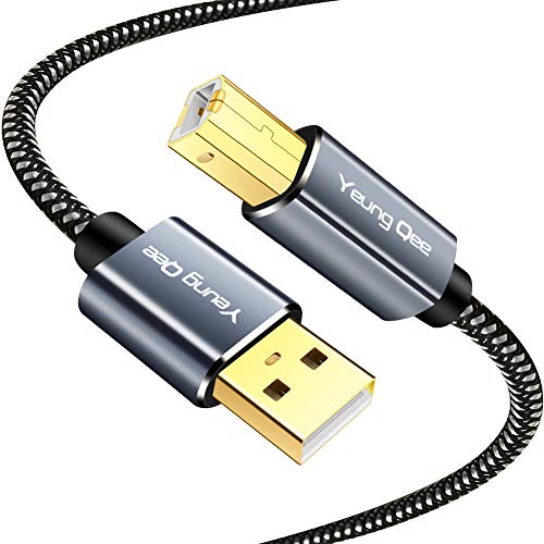 20ft USB 2.0 Printer Cable - High Speed A Male to B Male Scanner Cord for HP, Canon, Epson, Dell, Brother, Xerox, Samsung Printers - Perfect for Home Office, Business Use & Long Distance Printing (6M/20FT)