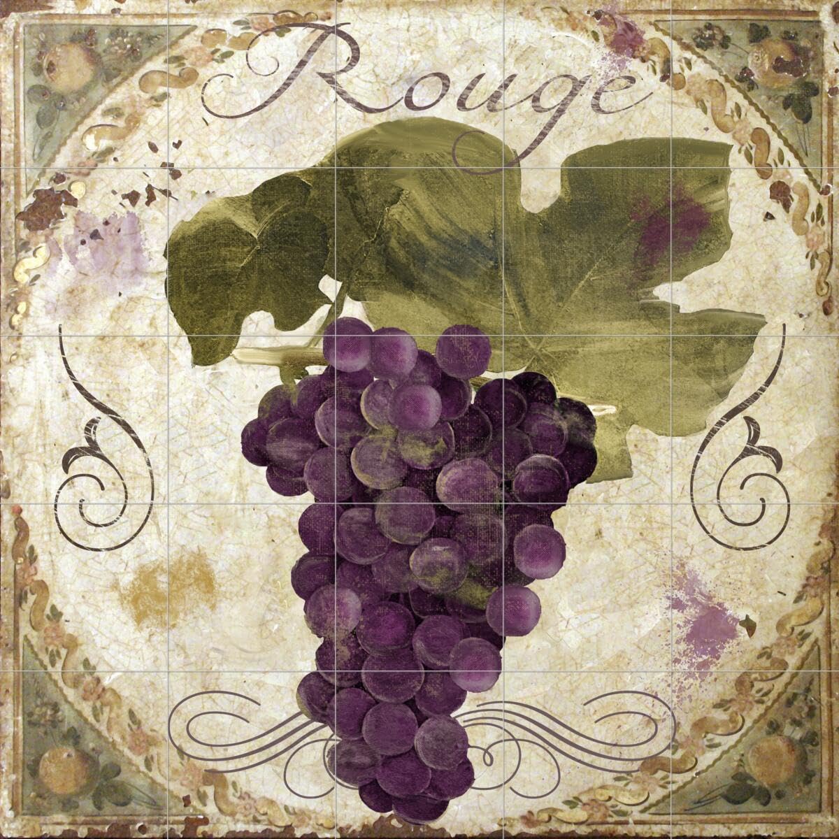 Tuscany Table Rouge Wine Themed Ceramic Backsplash Tile Mural for Kitchen - Color Bakery Design - Perfect for Italian Kitchen Decor & Wine Bar Backsplashes