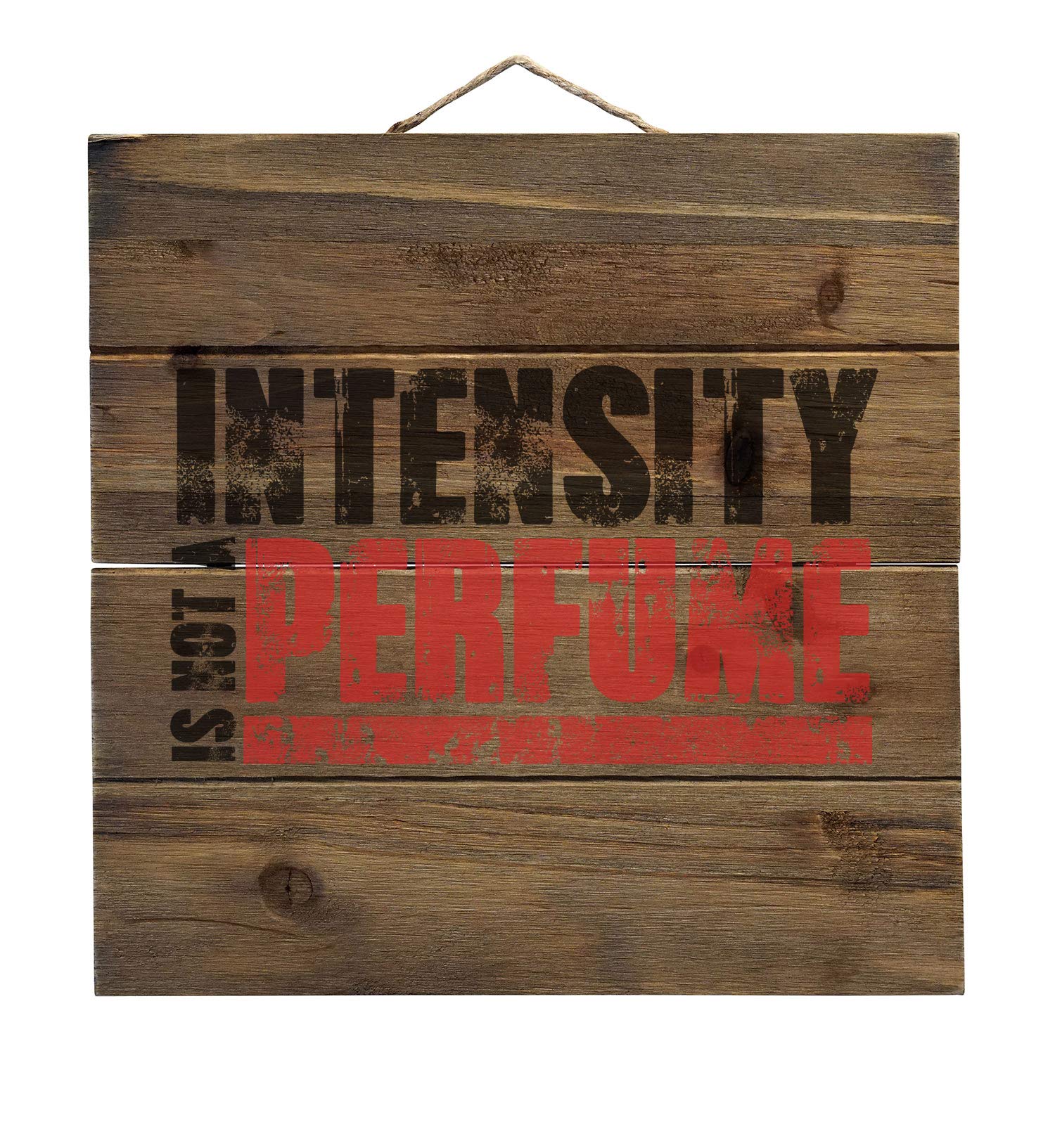 DistinctInk Intensity Isn't A Perfume - Handcrafted Faux Pallet Wood Wall Art Decor - Rustic Home & Office Decoration for Living Room, Bedroom, or Entryway