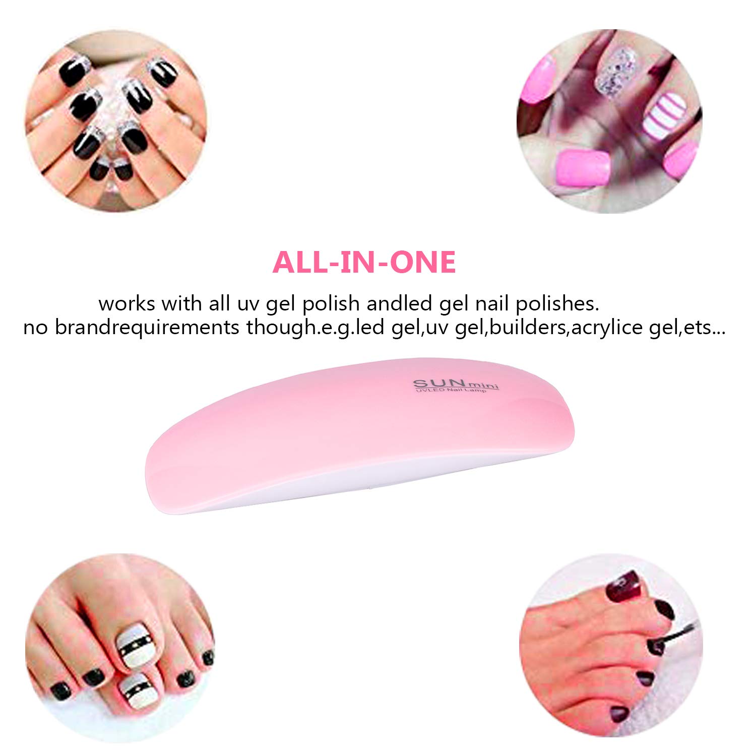 Foldable LED UV Nail Dryer Lamp - Pink for Gel Polish | Home & Salon Use