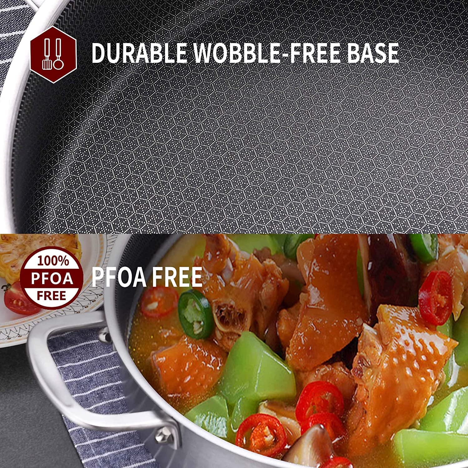 LOLYKITCH 3 QT Tri-Ply Stainless Steel Non-Stick Sauté Pan with Lid - Small Skillet, Jumbo Cooker, Induction Compatible, Dishwasher & Oven Safe - Perfect for Frying, Searing & Simmering on Gas, Electric & Induction Stoves