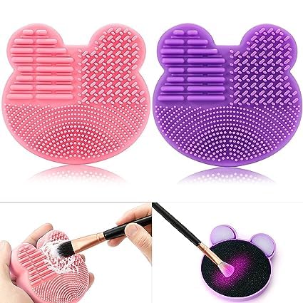 BANIRA 2-in-1 Silicone Makeup Brush Cleaner Pad - Dry Brush Color Switch & Wet Cleaning Mat with Color Removal Sponge - Perfect for Professional & Home Makeup Brush Care