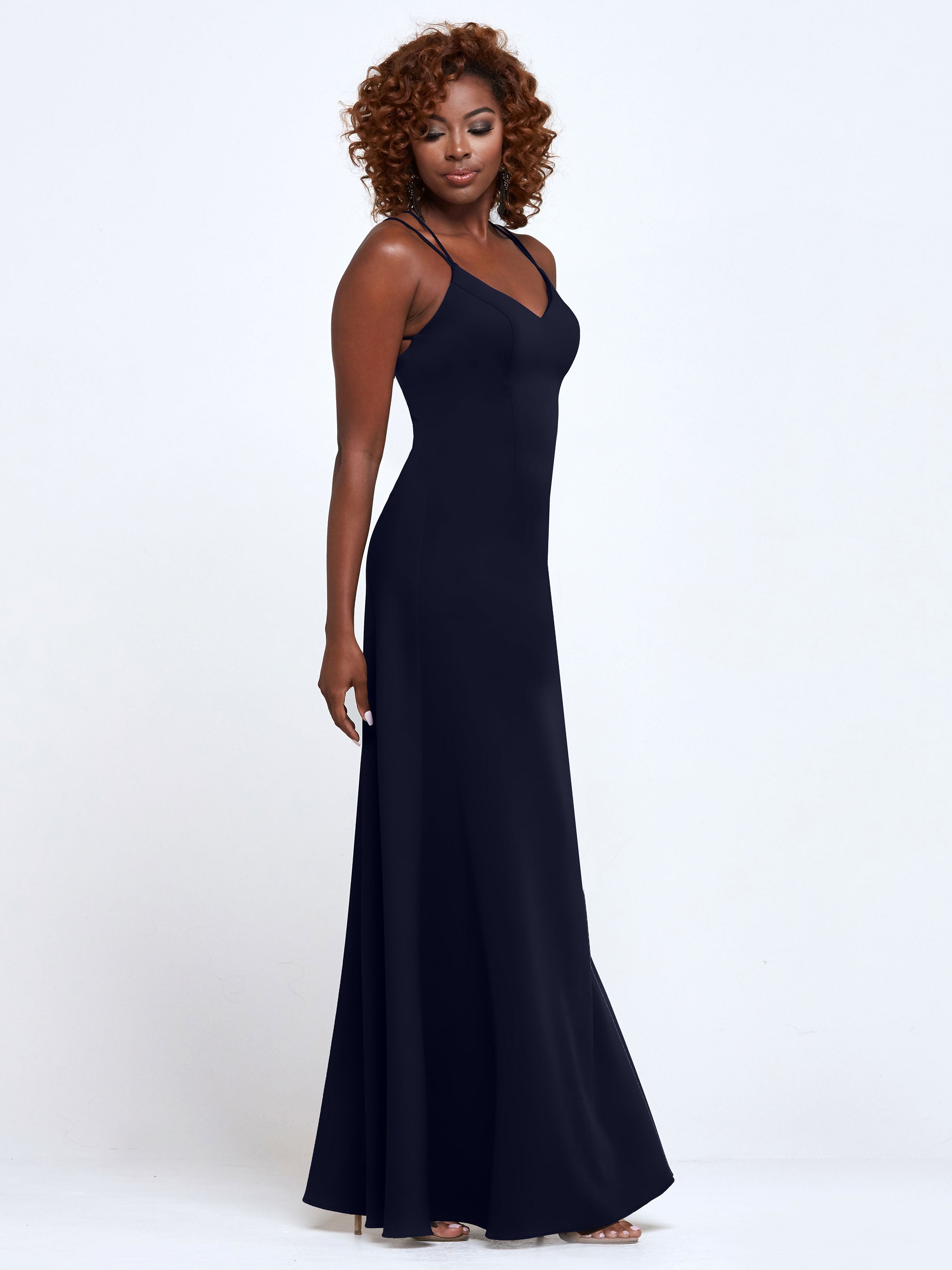 Elegant 83045 Double Knit A-Line Bridesmaid Dress with Adjustable Spaghetti Straps - Perfect for Weddings, Formal Events & Special Occasions