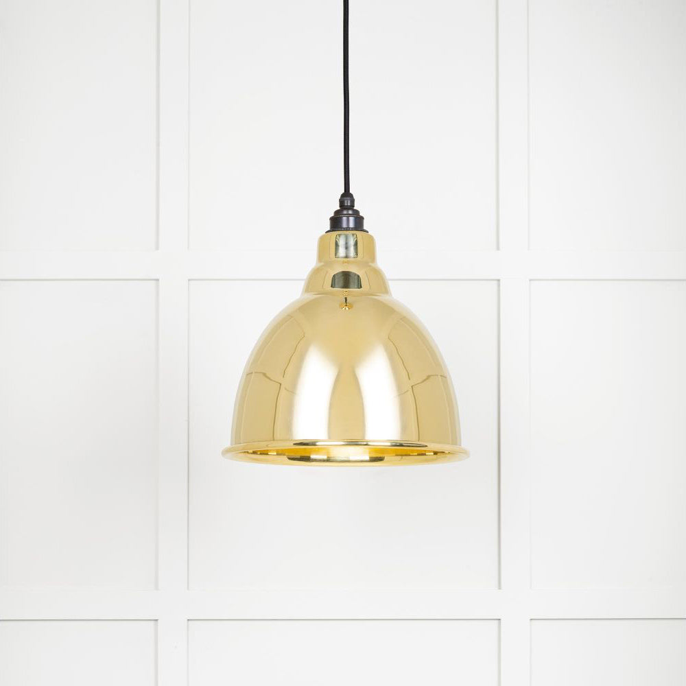 Elegant Smooth Polished Brass Brindley Pendant Light - Vintage Industrial Ceiling Fixture for Dining Room, Kitchen Island & Bedroom Lighting