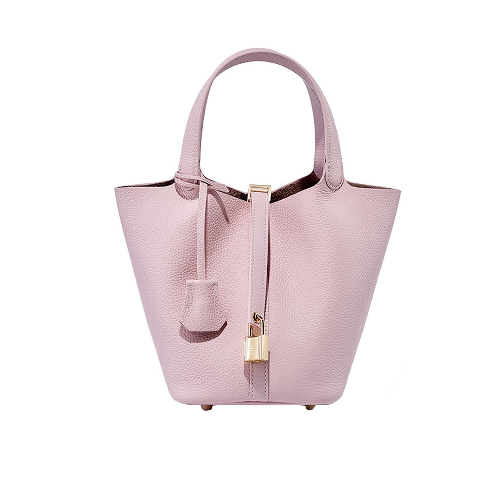 Genuine Leather Bucket Bag for Women - Stylish Handbag with Inner Pocket & Lock - Perfect for Shopping, Travel, Work & School - Durable Tote Purse for Everyday Use