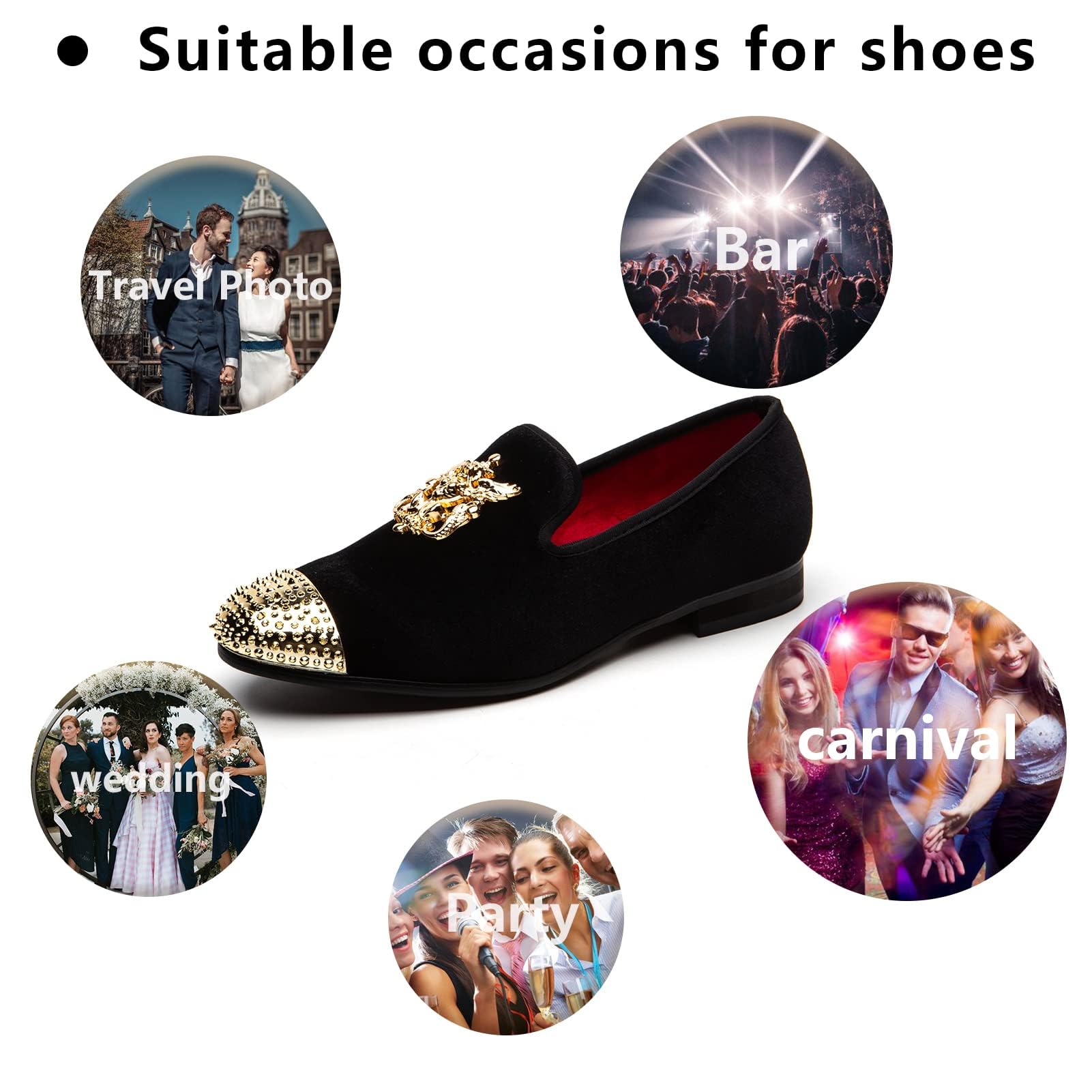 Meijiana Men's Velvet Loafers - Luxury Dress Shoes with Metal Embellishments for Parties, Weddings & Formal Events | Comfortable Slip-On Loafers for Business & Evening Occasions