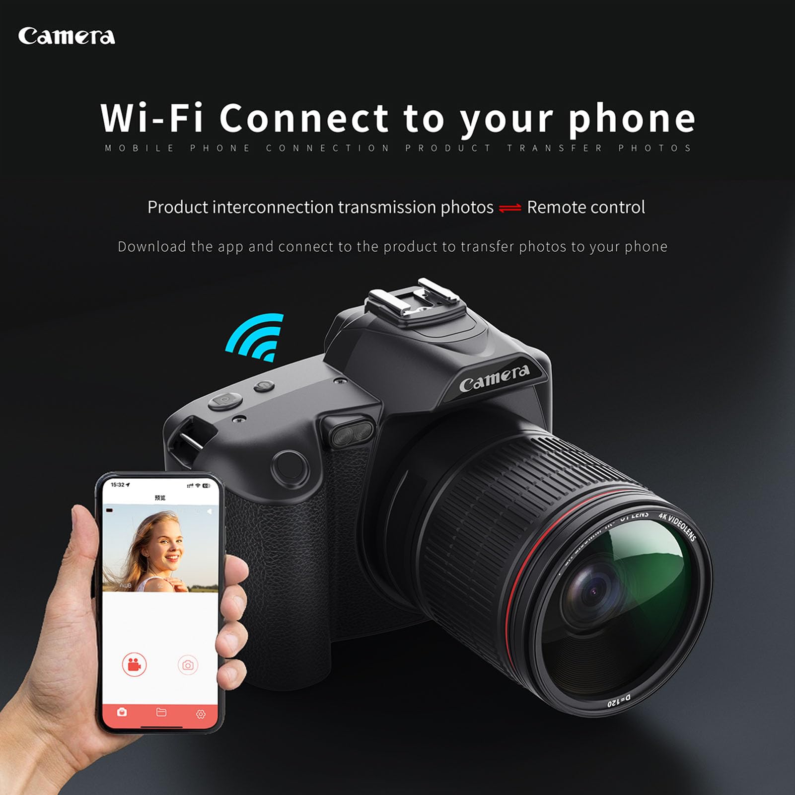 4K Vlogging Camera for YouTube - 64MP Night Vision Digital Camera with 3