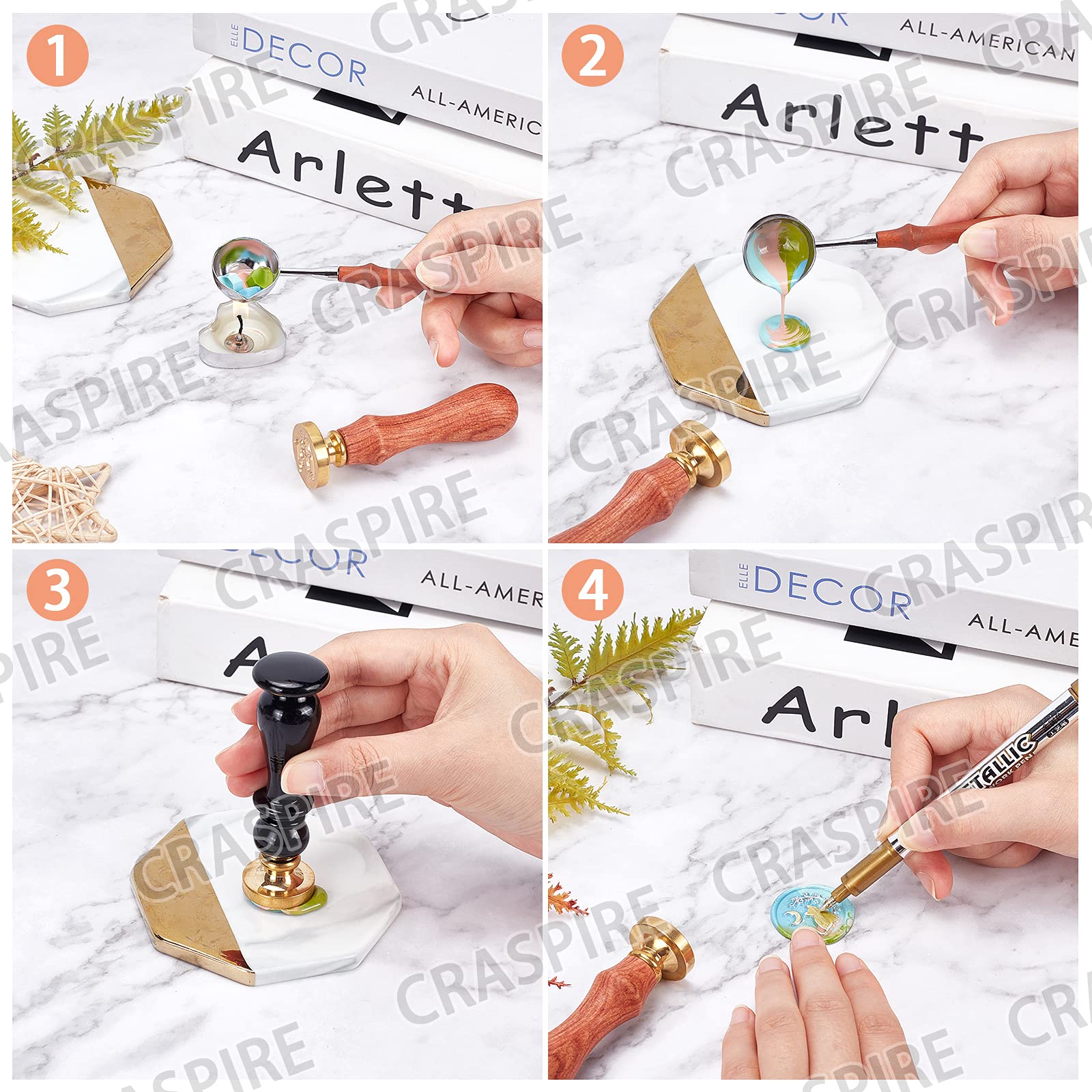 CRASPIRE 26-Piece Wax Seal Stamp Kit with 2 Wooden Handles - Vintage Sealing Wax Stamps for Wedding Invitations, Gift Wrapping, Letters & DIY Crafts - Elegant Wooden Gift Box Set
