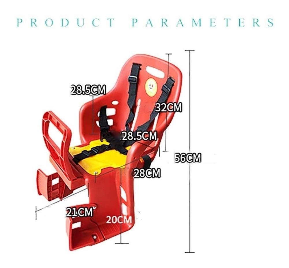 Adjustable Kids Bike Seat for Adults - Safe & Comfortable Child Bicycle Carrier for MTB/Road Bikes - Red - Perfect for Family Rides & Commuting