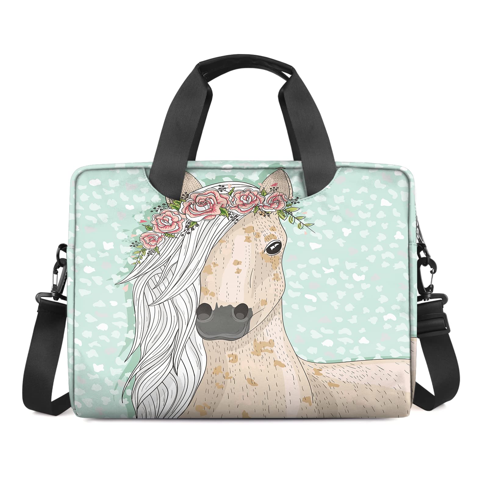 15.6 Inch Cute Giraffe & Zebra Pattern Laptop Messenger Bag with Adjustable Shoulder Strap - Lightweight Durable Computer Case for Men & Women - Perfect for Work, School & Travel Accessories