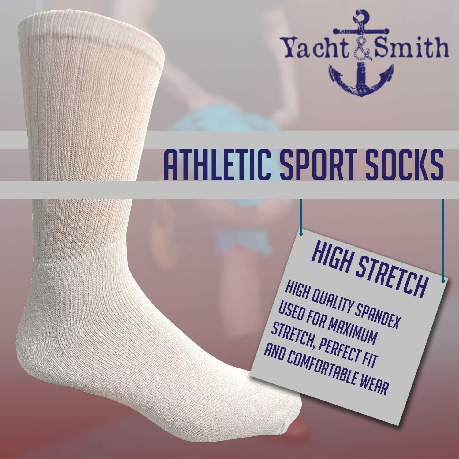 Yacht & Smith Wholesale Bulk Men's Cotton Crew Socks - Big & Tall Plus Size (13-16) - Comfortable Athletic & Casual Socks for Everyday Wear, Sports & Work