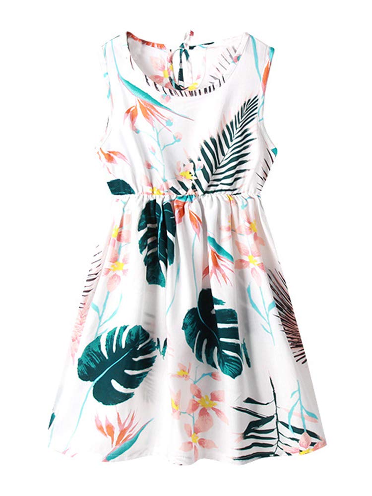 SHOOYING Mommy and Me Matching Dresses - Floral Print Sleeveless Hawaiian Beach Midi Dress Set for Women & Girls | Perfect for Family Photos, Vacations, and Summer Outings