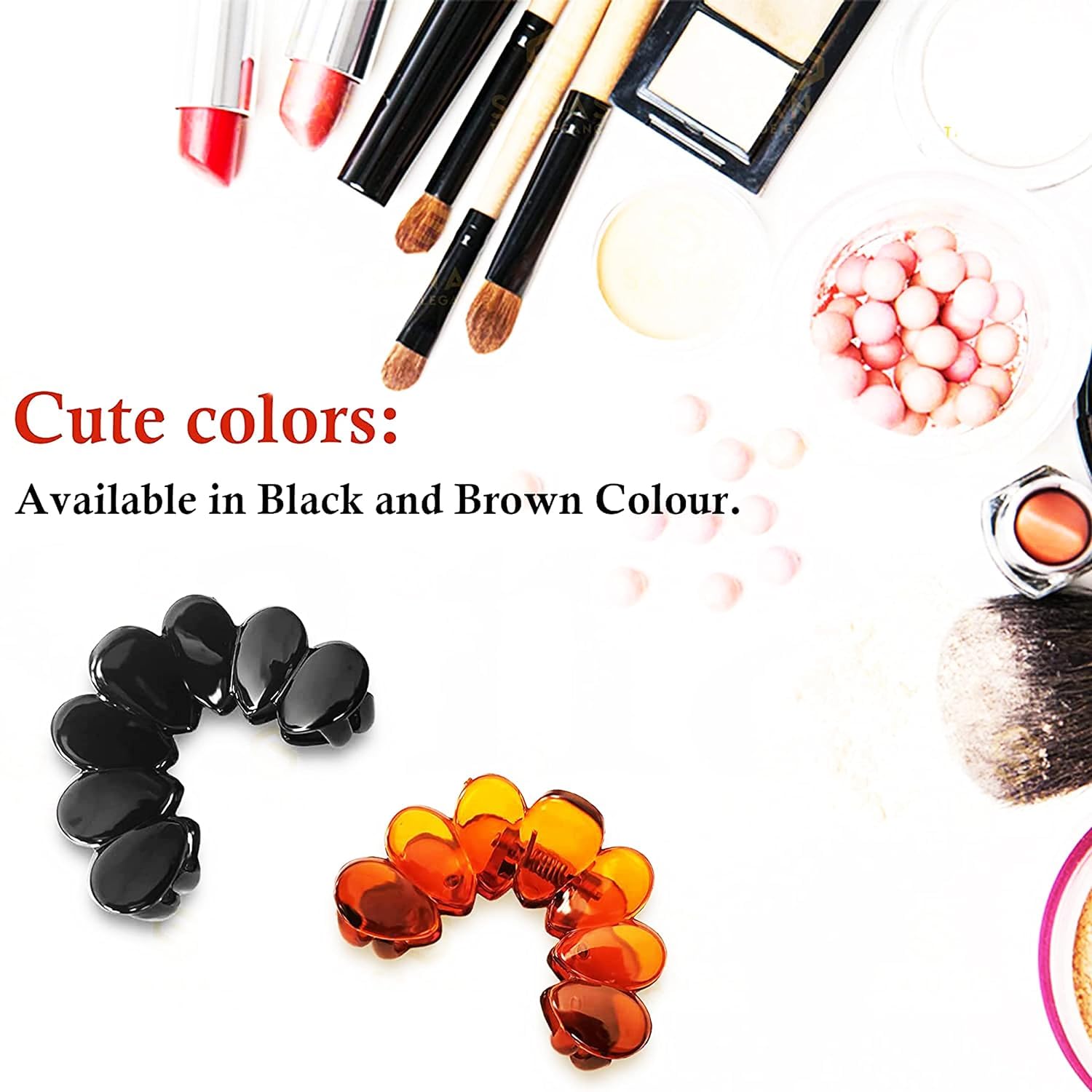 BIRDWARE Medium Hair Claw Clip - Stone Butterfly Hair Clips for Women & Girls (4-Pack, Black Shell Color, Acrylic) | Strong Hold Hair Accessories for Ponytail, Bun & Updo Hairstyles