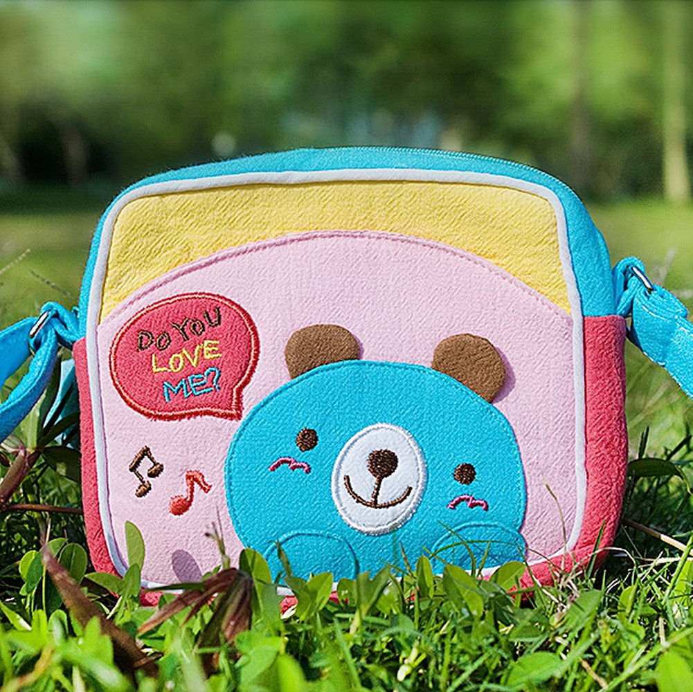 Blancho Blue Bear Print Bedding Bag Purse - 5.5 x 4.7 x 1.2 Inches - Cute Storage Pouch for Makeup, Jewelry & Travel Accessories