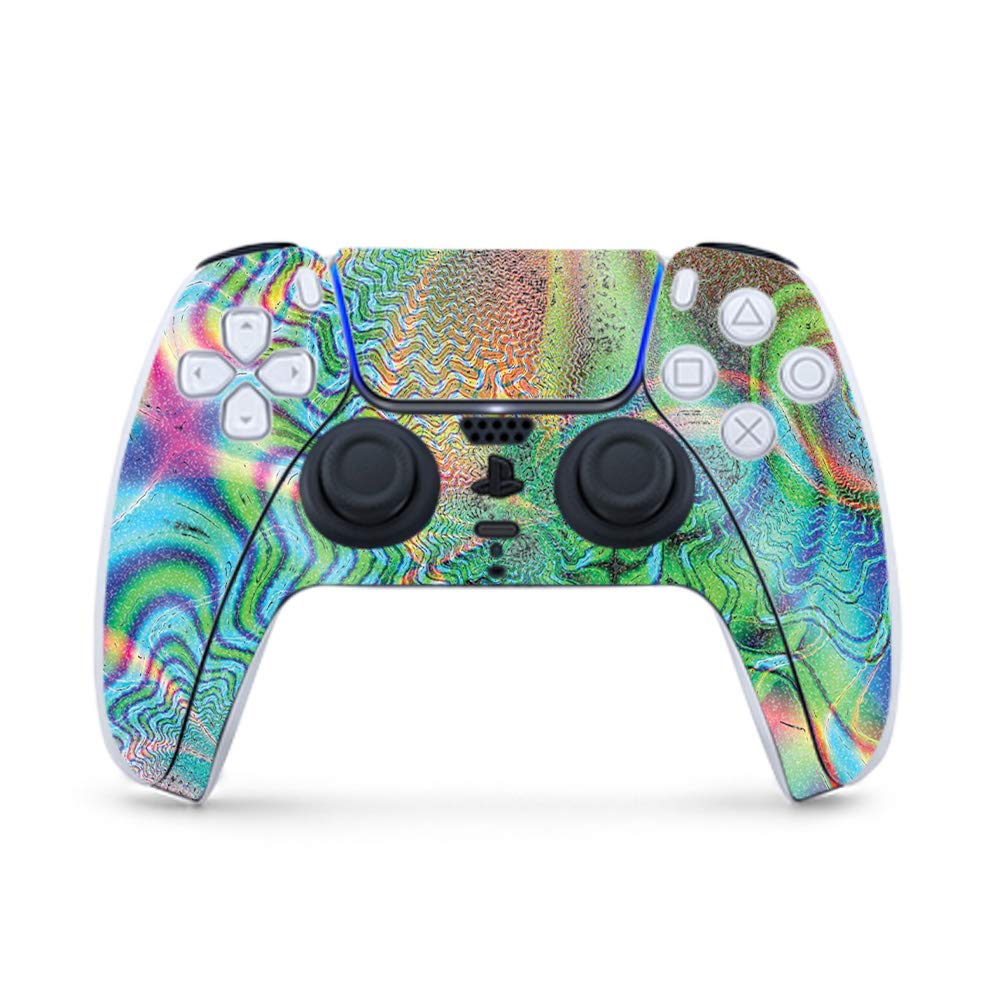 MightySkins Glossy Glitter Skin for PS5 Controller - Psychedelic Design | Premium Protective Cover with Durable High-Gloss Finish | Easy to Apply & Remove | Made in USA | Perfect for Gaming, Customization & Gift Giving