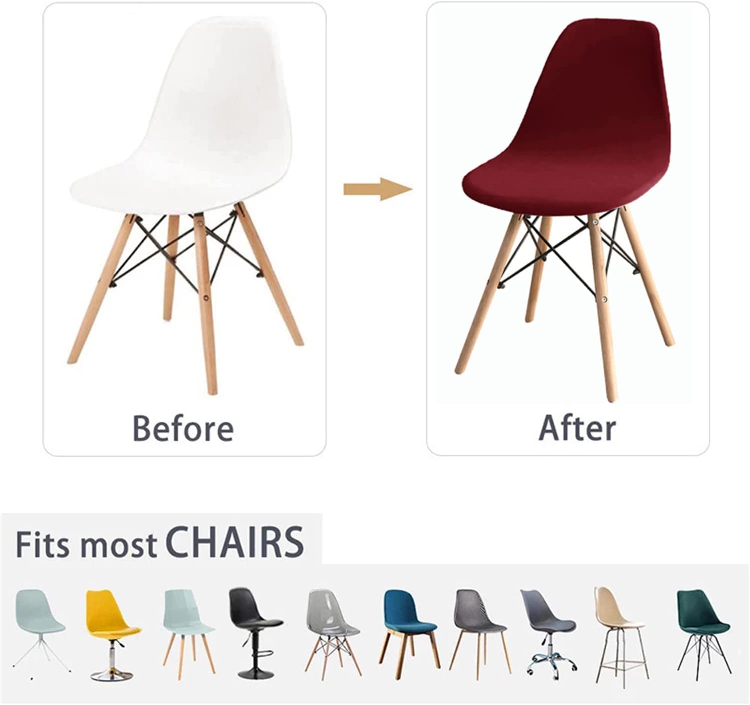 Luxury Velvet Dining Chair Slipcovers - Stretchable Armless Chair Covers Set of 6 for Kitchen, Hotel, Wedding - Elegant Wine Red Fabric Protectors | Perfect for Home Dining, Restaurant Decor & Event Seating