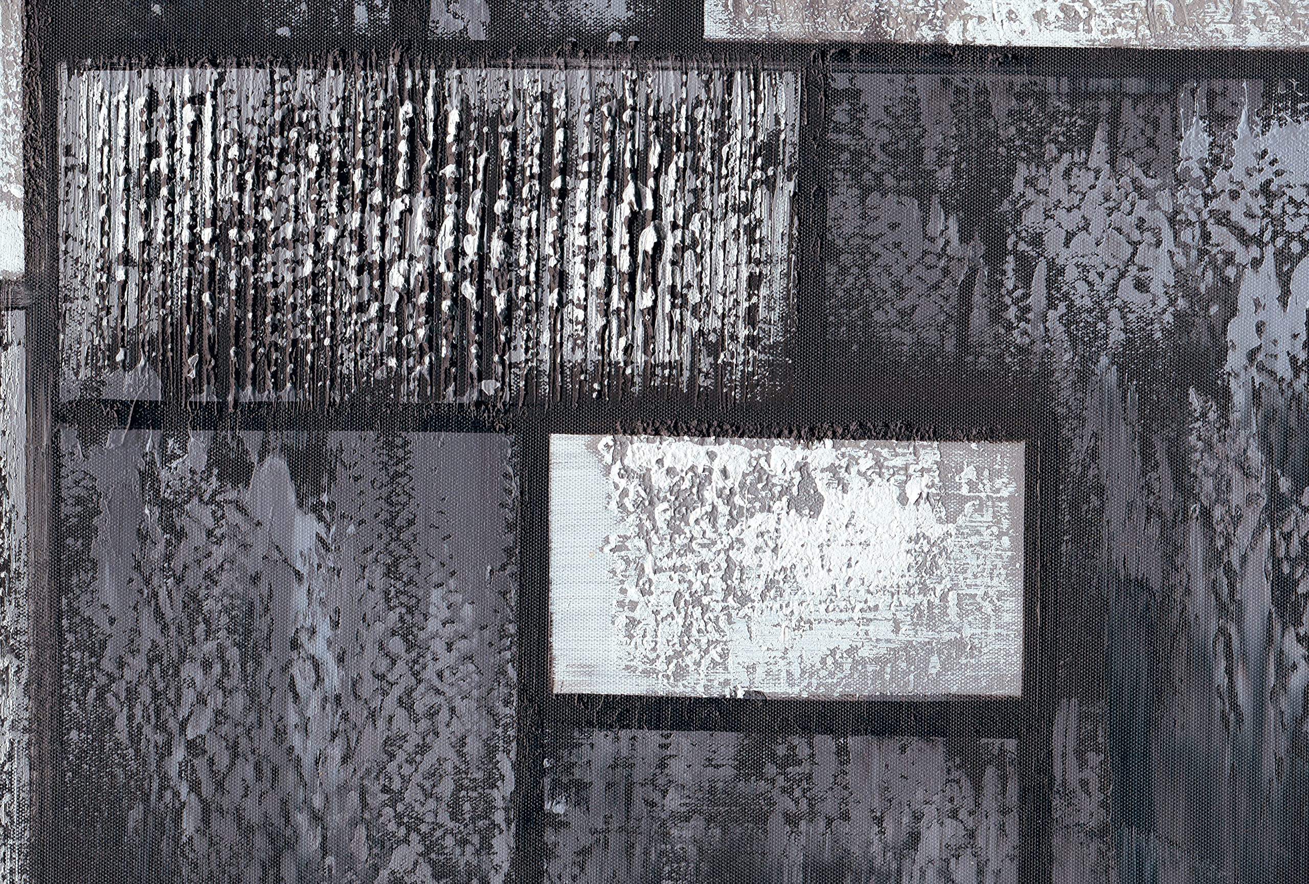 100% Hand-Painted Modern Abstract Oil Painting on Canvas - Black & White Textured Square Wall Art (60x30 Inch) Framed & Ready to Hang - Perfect for Living Room, Bedroom & Office Decor | Contemporary Home & Office Wall Decor