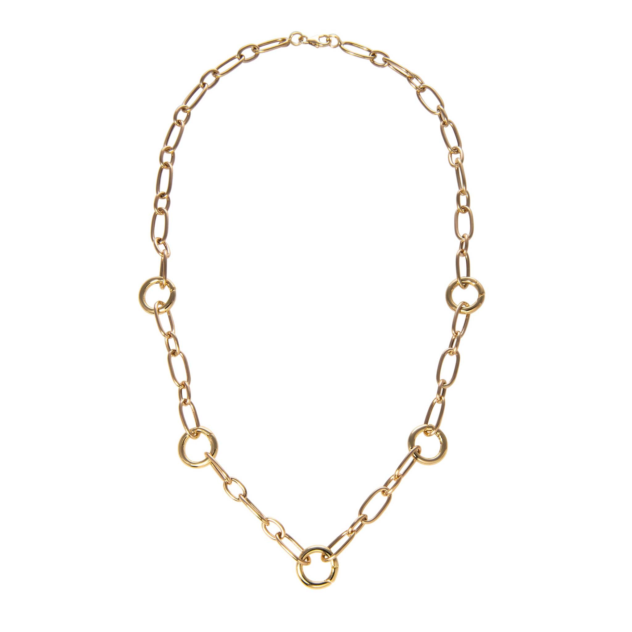 Five Station Charm Holder Mixed Oval Link Necklace - Elegant Layering Jewelry for Women, Perfect for Everyday Wear & Special Occasions