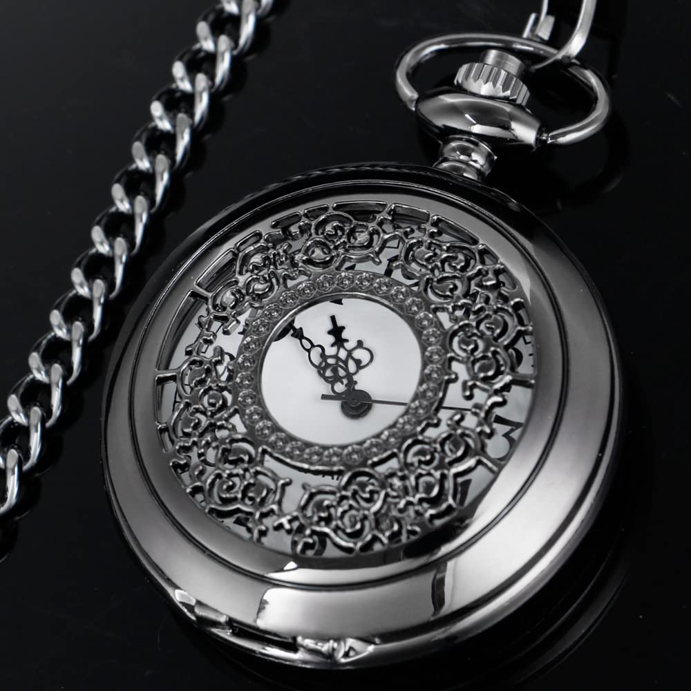Customizable Smooth Pocket Watch for Men - Personalized Engraved Gift with Chain - Perfect for Father's Day, Weddings & Special Occasions