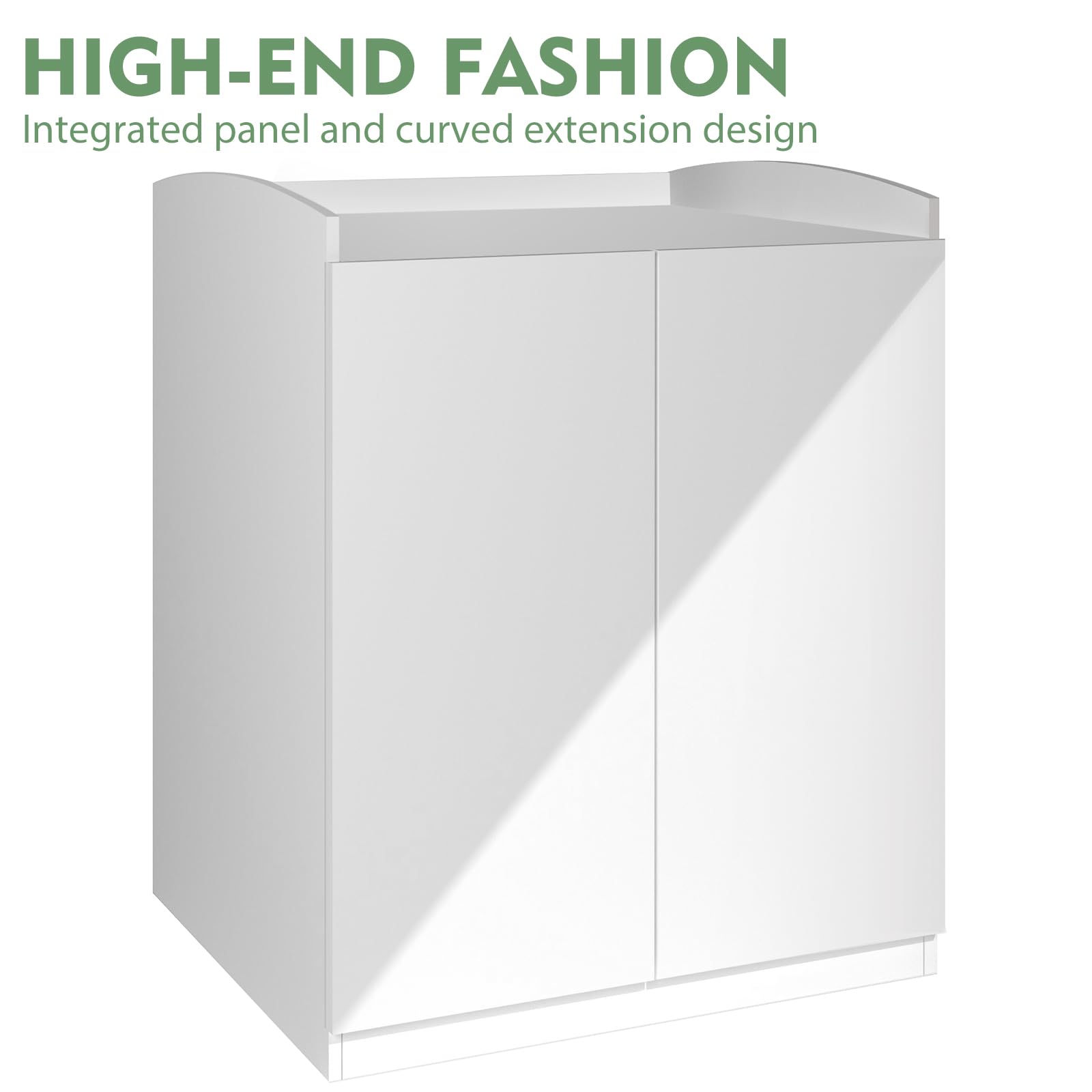 Modern Tall Self-Cleaning Litter Box Enclosure - Hidden Cat Litter Box Furniture for Large Automatic Litter Boxes, White - Perfect for Small Spaces & Multi-Cat Homes