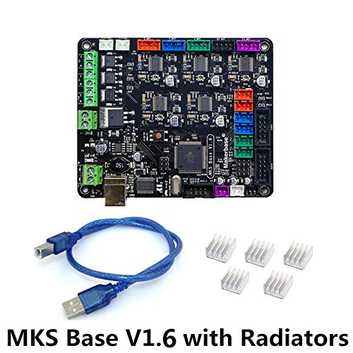 Sunhokey 3D Printer Mainboard MKS Base V1.6 with USB & Heatsinks - 12V Control Board for DIY 3D Printing & RepRap Projects - Perfect for Upgrading Creality Ender 3, CR-10, Anet A8 Printers
