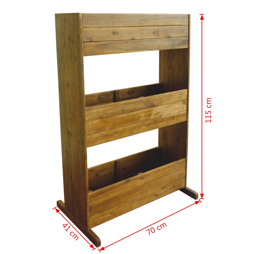 3-Tier Raised Garden Bed Planter - Solid Acacia Wood Elevated Planter Box for Vegetables, Herbs & Flowers - Perfect for Backyard, Patio, Balcony & Small Space Gardening