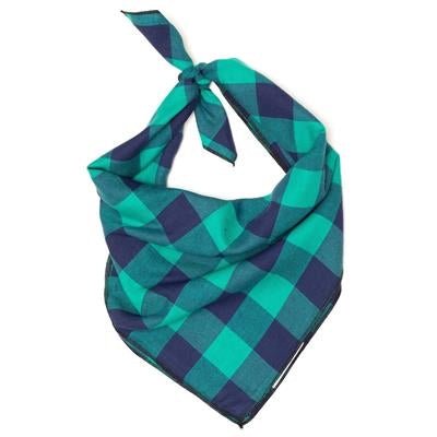 Buffalo Check Bandana - Green and Navy Plaid Pattern - Stylish Dog Bandana for Pets, Fashionable Pet Accessories for Outdoors, Walks, and Photo Shoots
