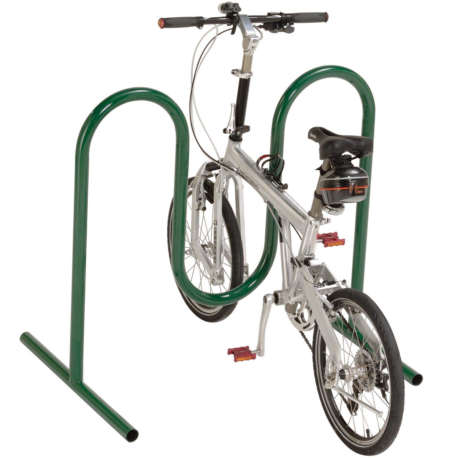 Global Industrial Wave Bike Rack - Heavy Duty Free Standing 5-Bicycle Storage Stand, Green Outdoor Bike Parking Solution for Garage, Yard, or Patio